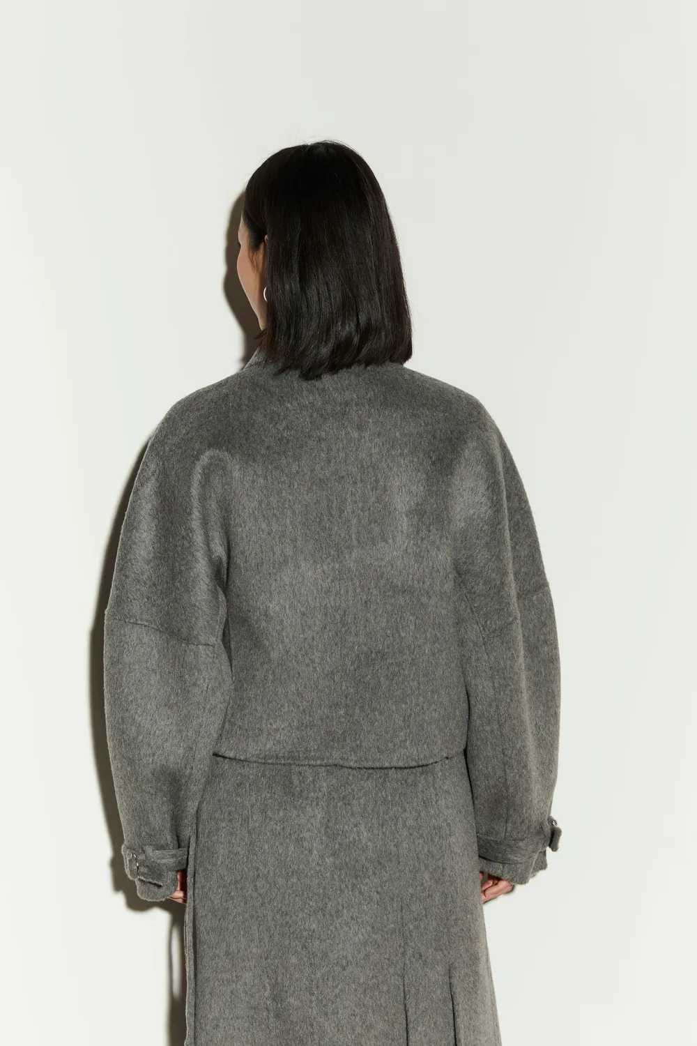 Isabelle Blanche geaca cropped gri lana M