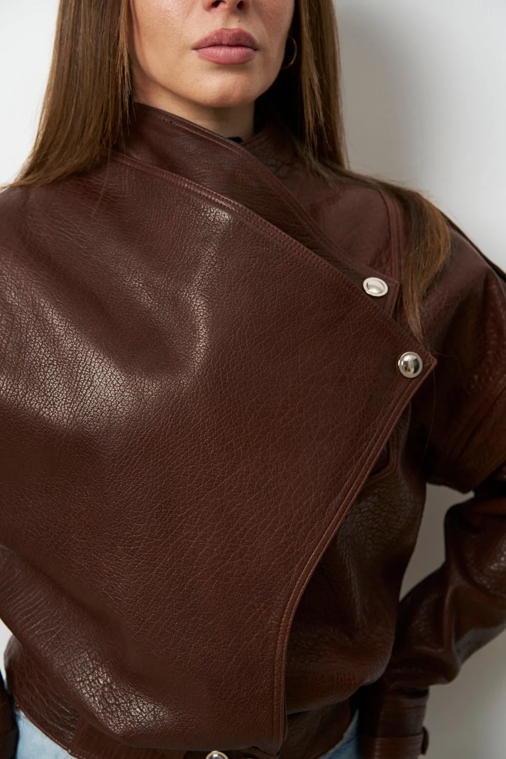 Mareus 619 geacă piele damă cognac amber piele jumbo