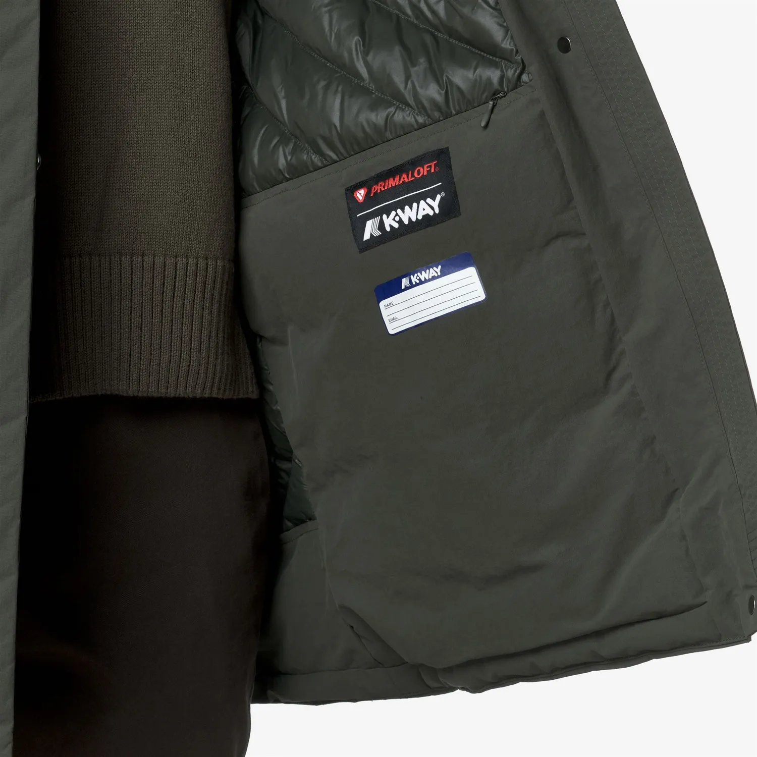 K-Way Kalima Warm Cotton Nylon palton dama verde 3/4