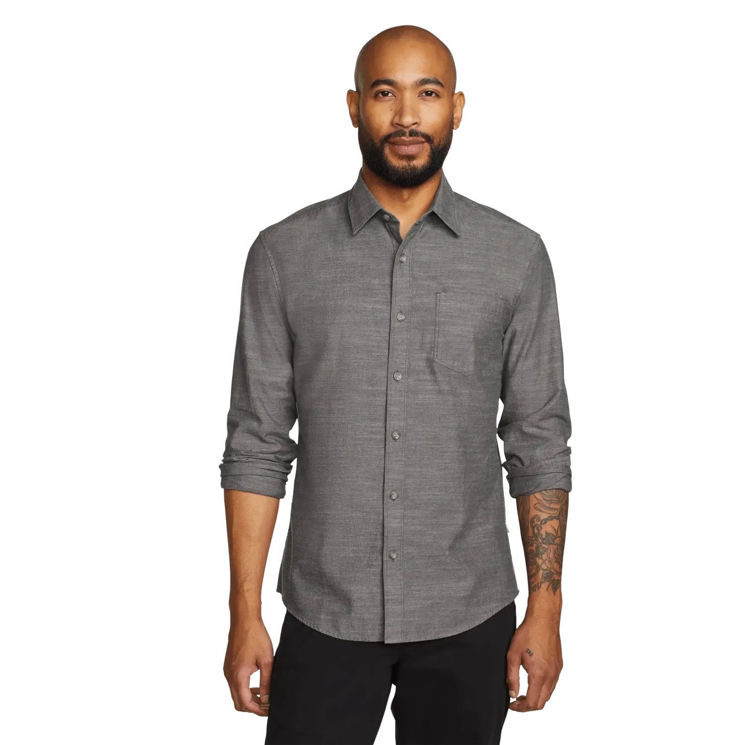 Eddie Bauer Camano cămașă bumbac gri mânecă lungă