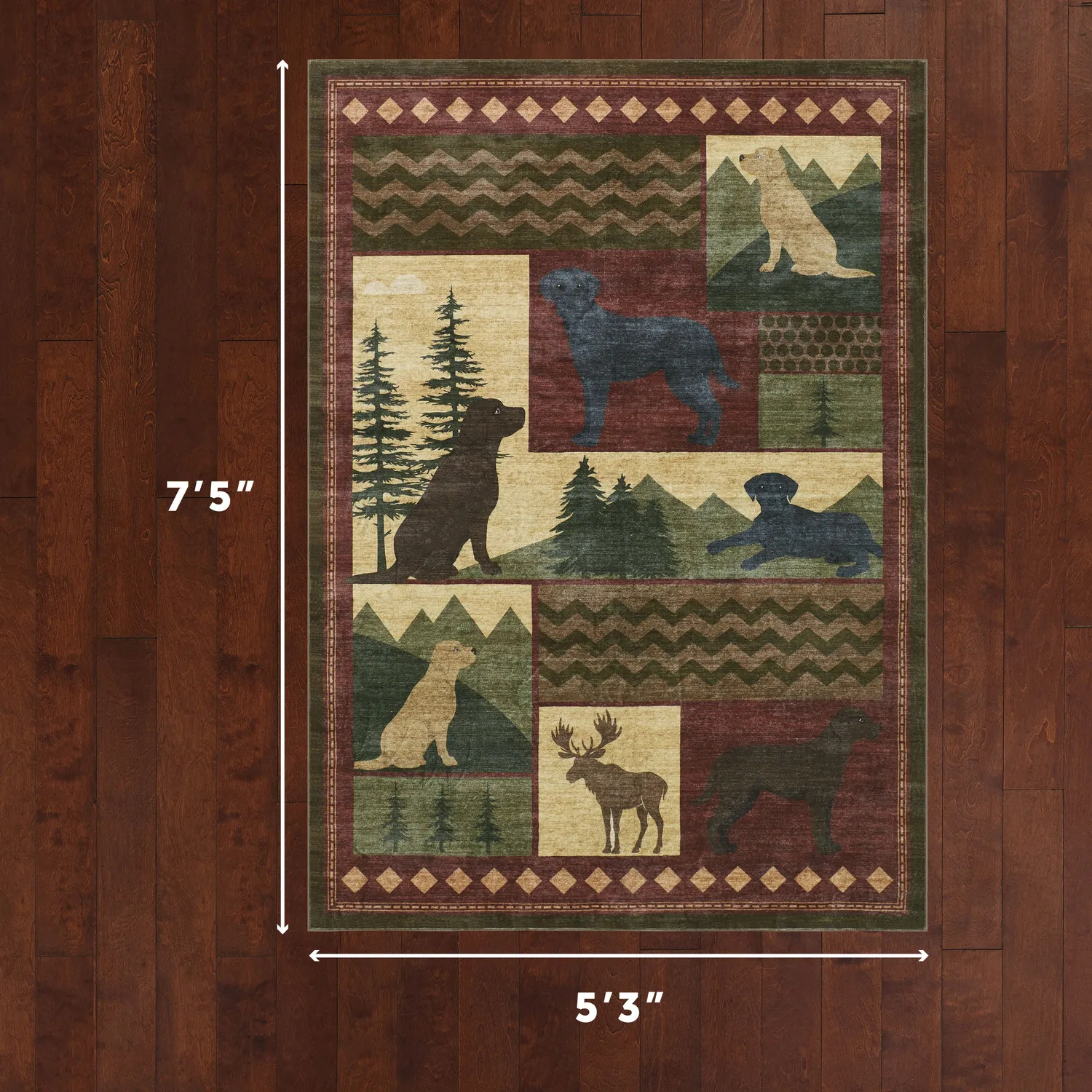 Eddie Bauer Lupin Patchwork covor rosu lavabil antiderapant