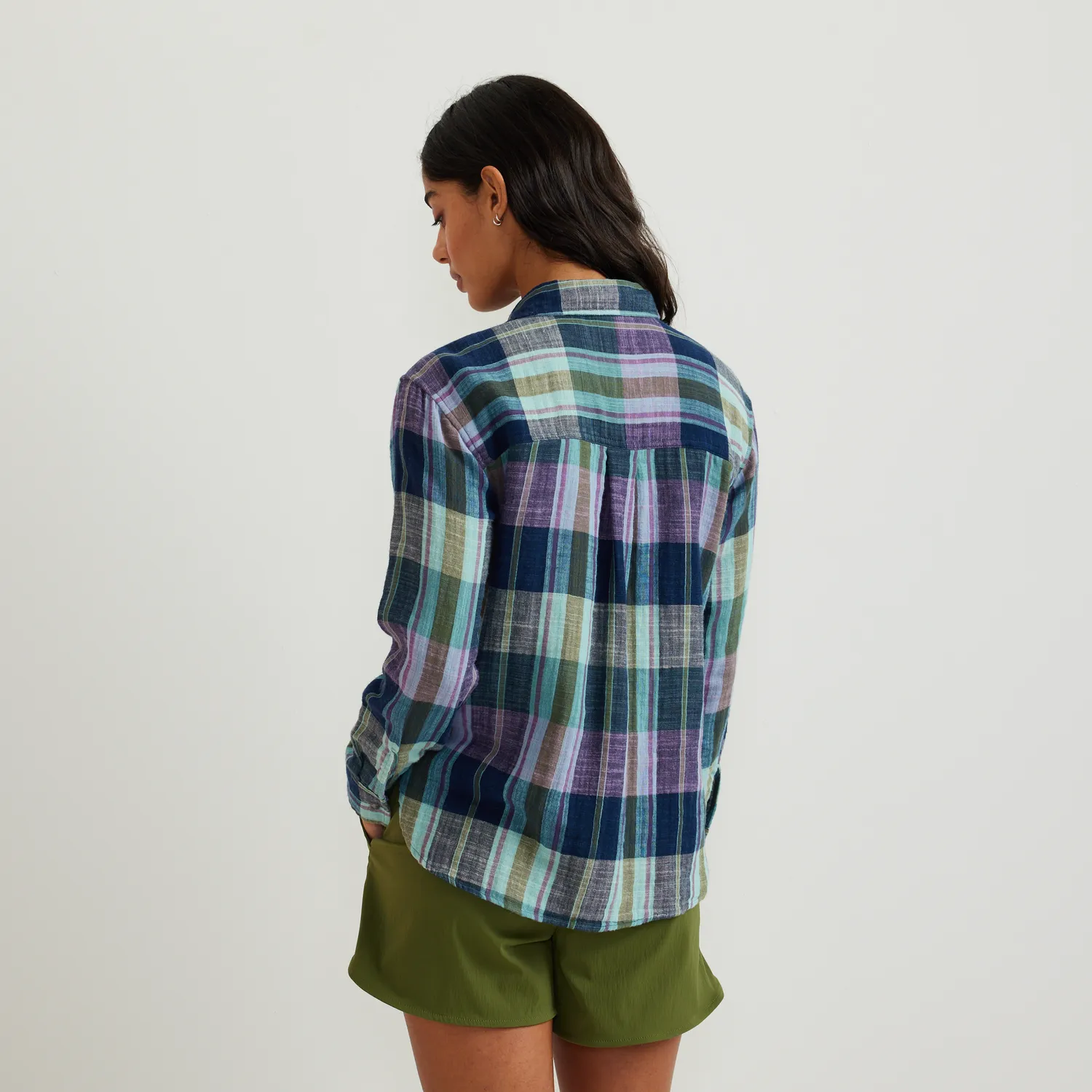 Eddie Bauer Cotton Slub camasa dama carouri roz
