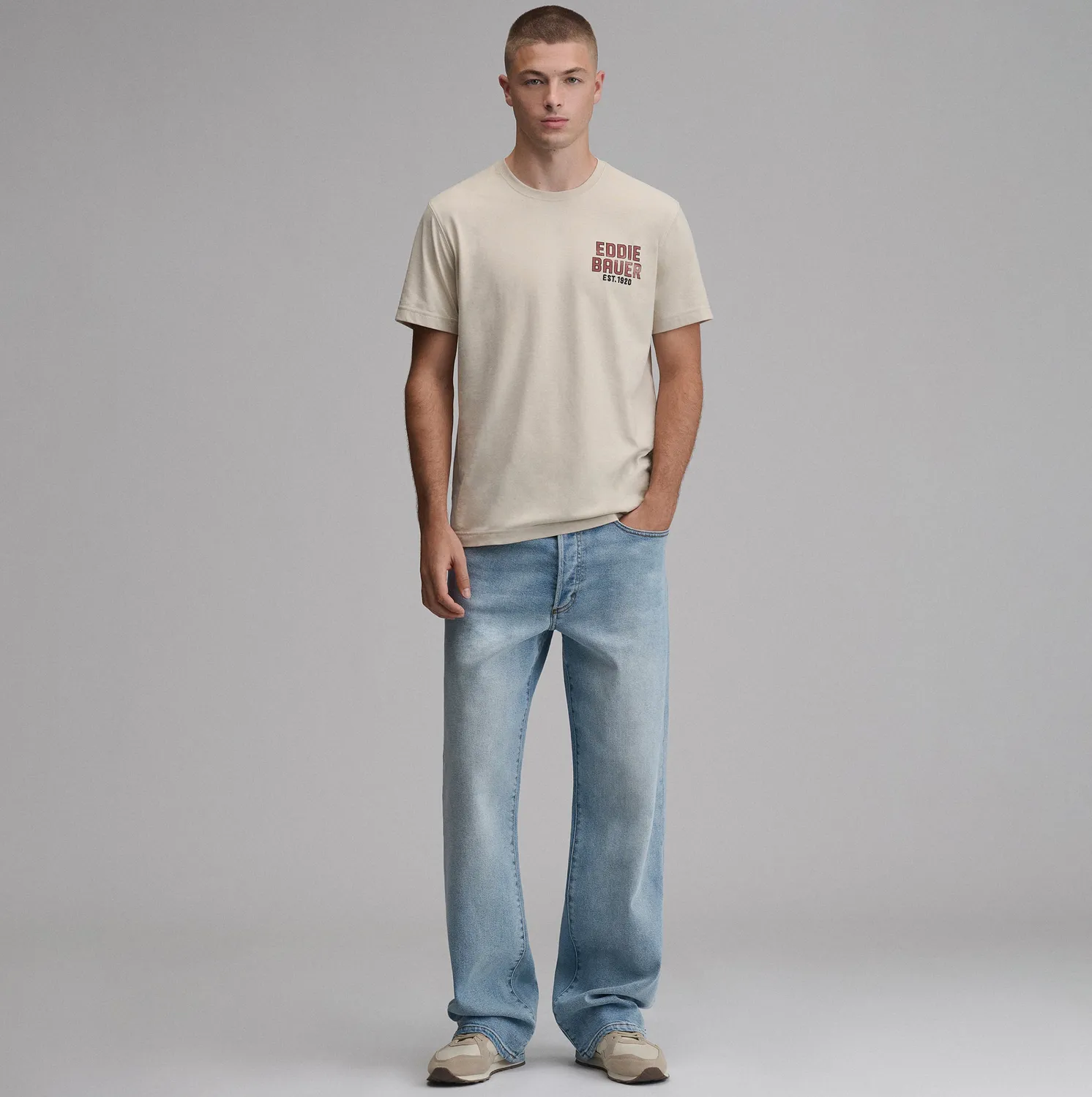 Eddie Bauer EB Est. 1920 tricou bumbac bej clasic