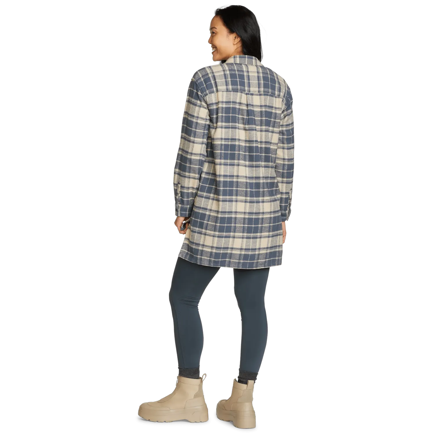 Eddie Bauer Ballard tunica dama gri flanel bumbac