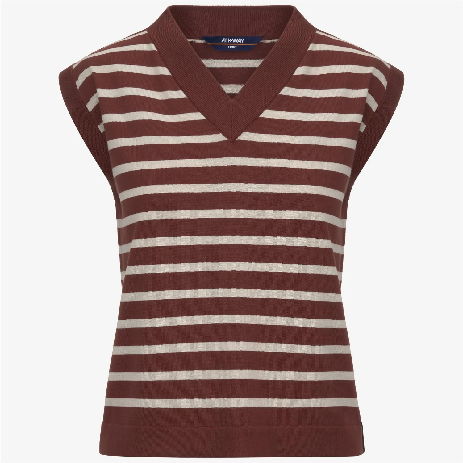 K-Way Jener Stripes vestă damă maro-bej bumbac