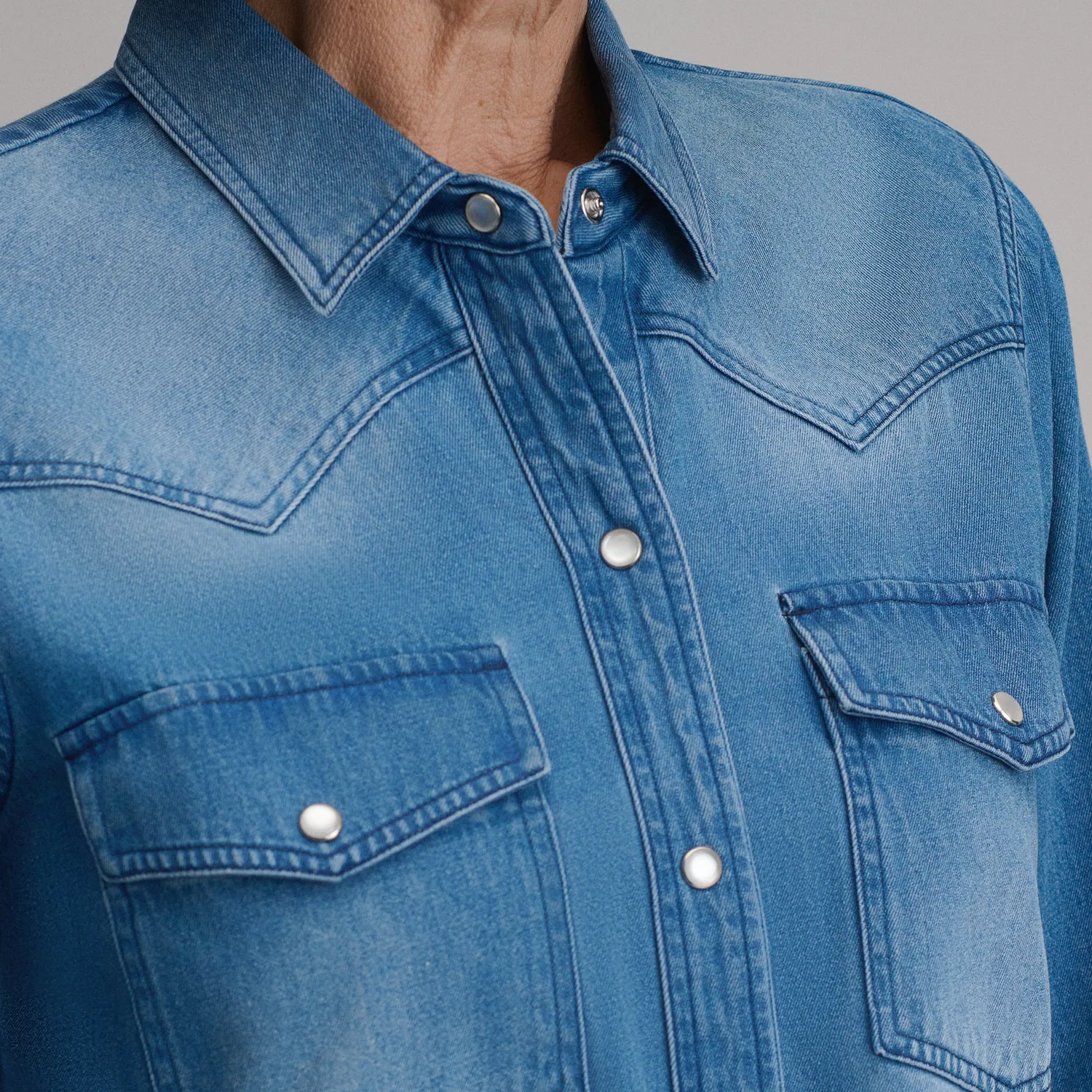 Eddie Bauer Western Denim cămașă damă denim albastră