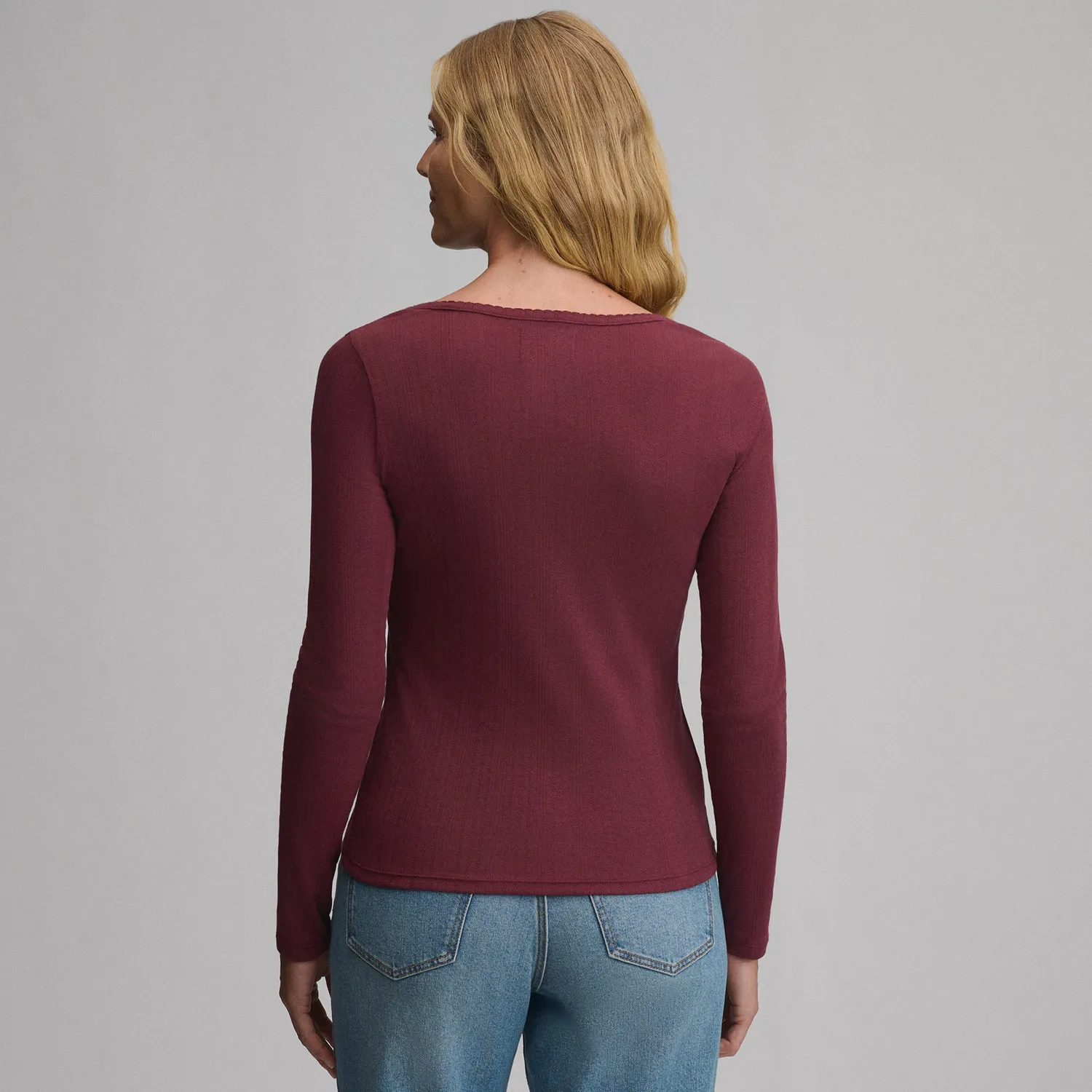 Eddie Bauer Pointelle Button Top bluză Lavender Mist