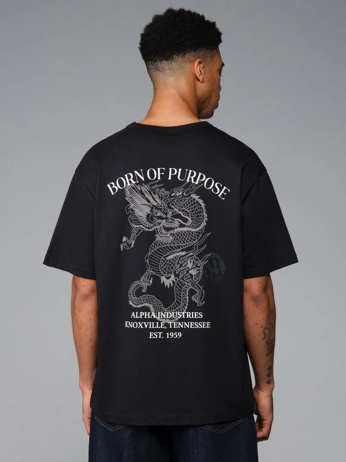 Alpha Industries Essential Dragon tricou negru bumbac