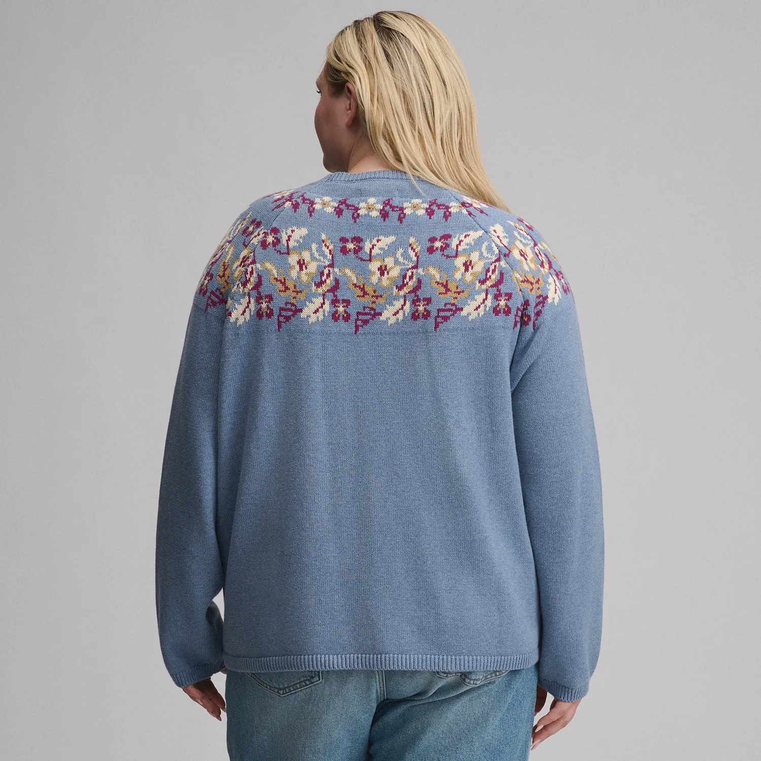 Eddie Bauer Intarsia pulover damă bleumarin
