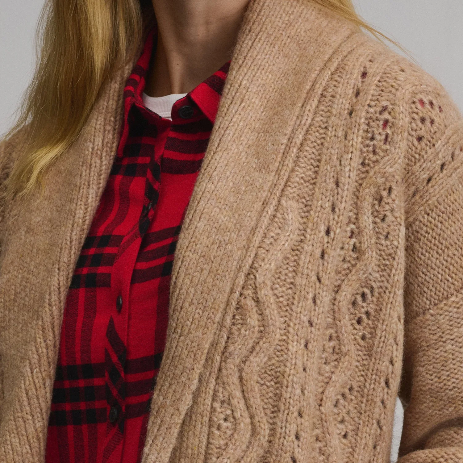 Eddie Bauer Belted Cable cardigan dama Negru cu cordon