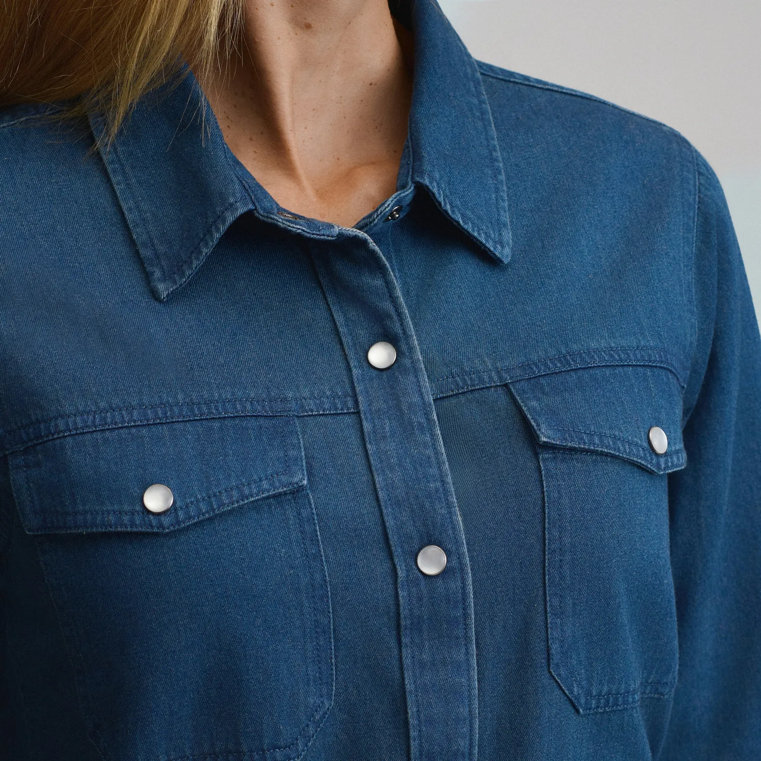 Eddie Bauer Denim Midi rochie damă Dark Denim cu cordon