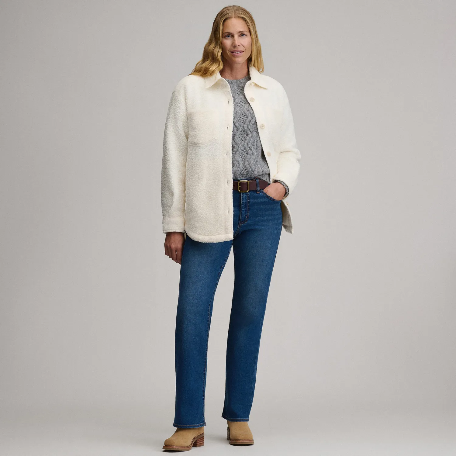 Eddie Bauer Fleece Shirt geaca dama ivory calduroasa