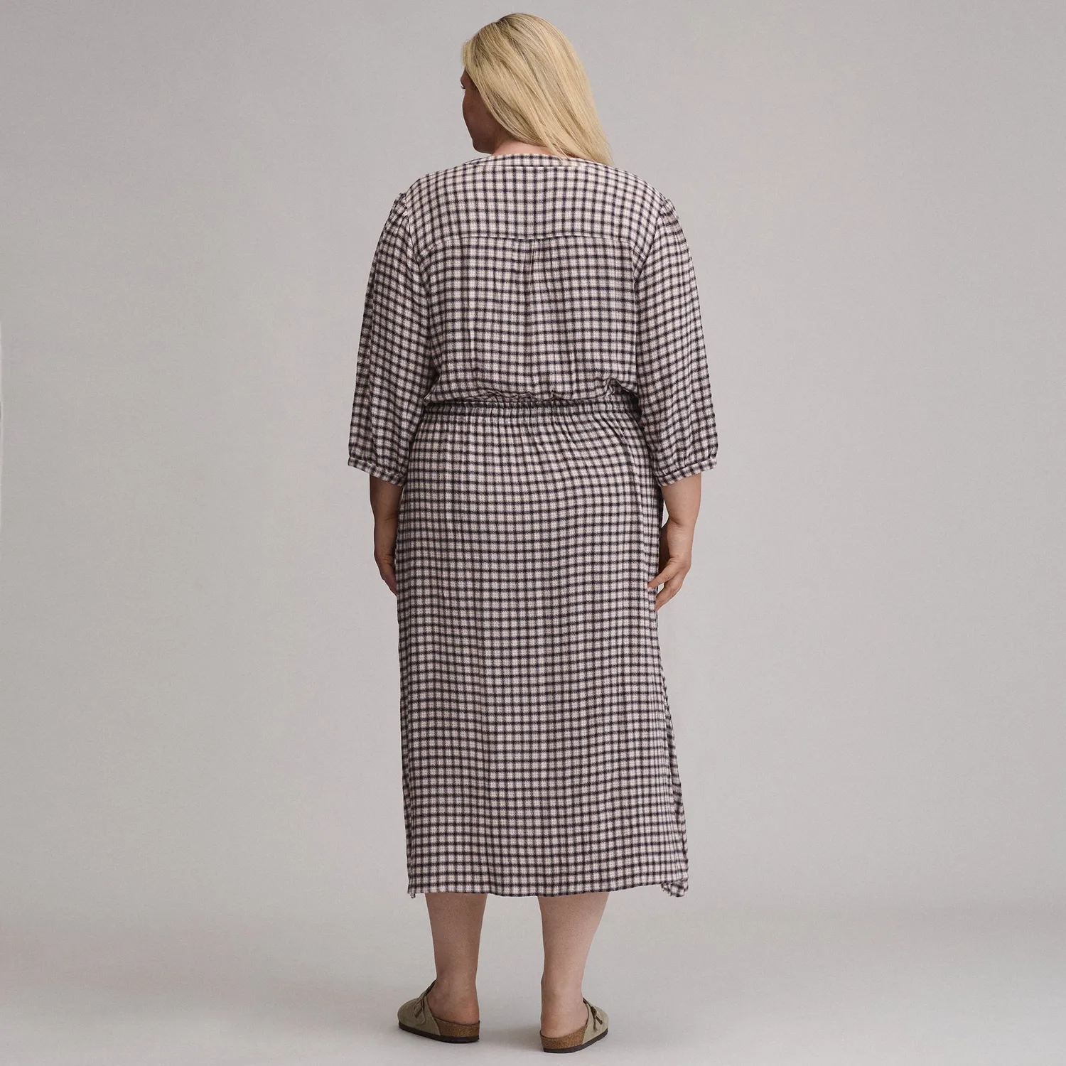 Eddie Bauer Plaid Button Front Belted Midi rochie Blossom carouri