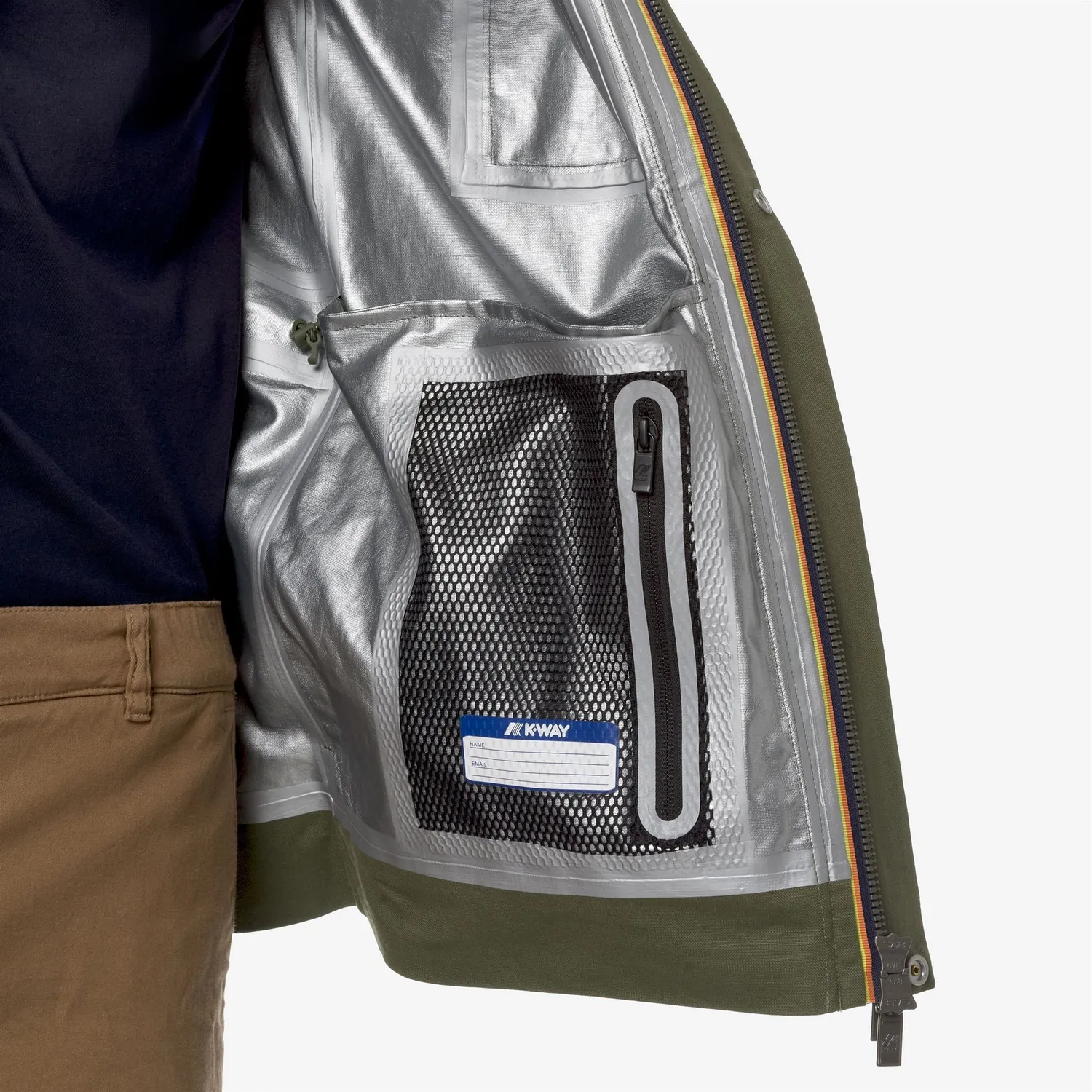 K-Way Erhal Linen Blend geaca barbati Green Cypress impermeabila