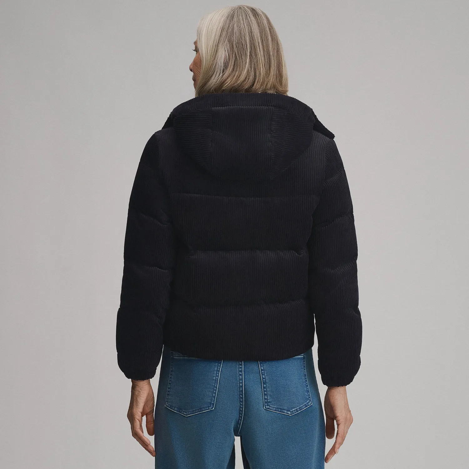 Eddie Bauer Plush Puff geaca puf neagra catifea