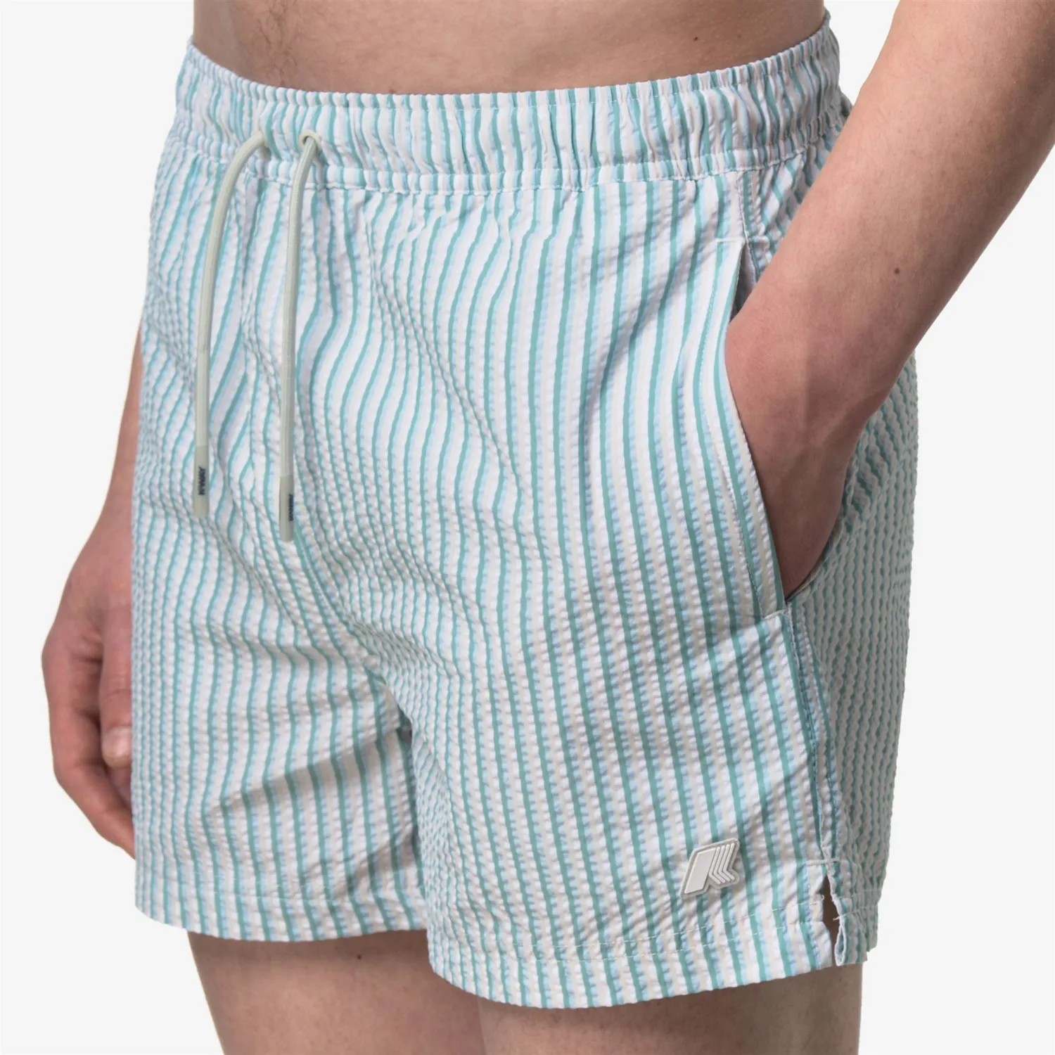 K-Way Hazel Multistripes Beach șort înot alb-bej-bleu-verde