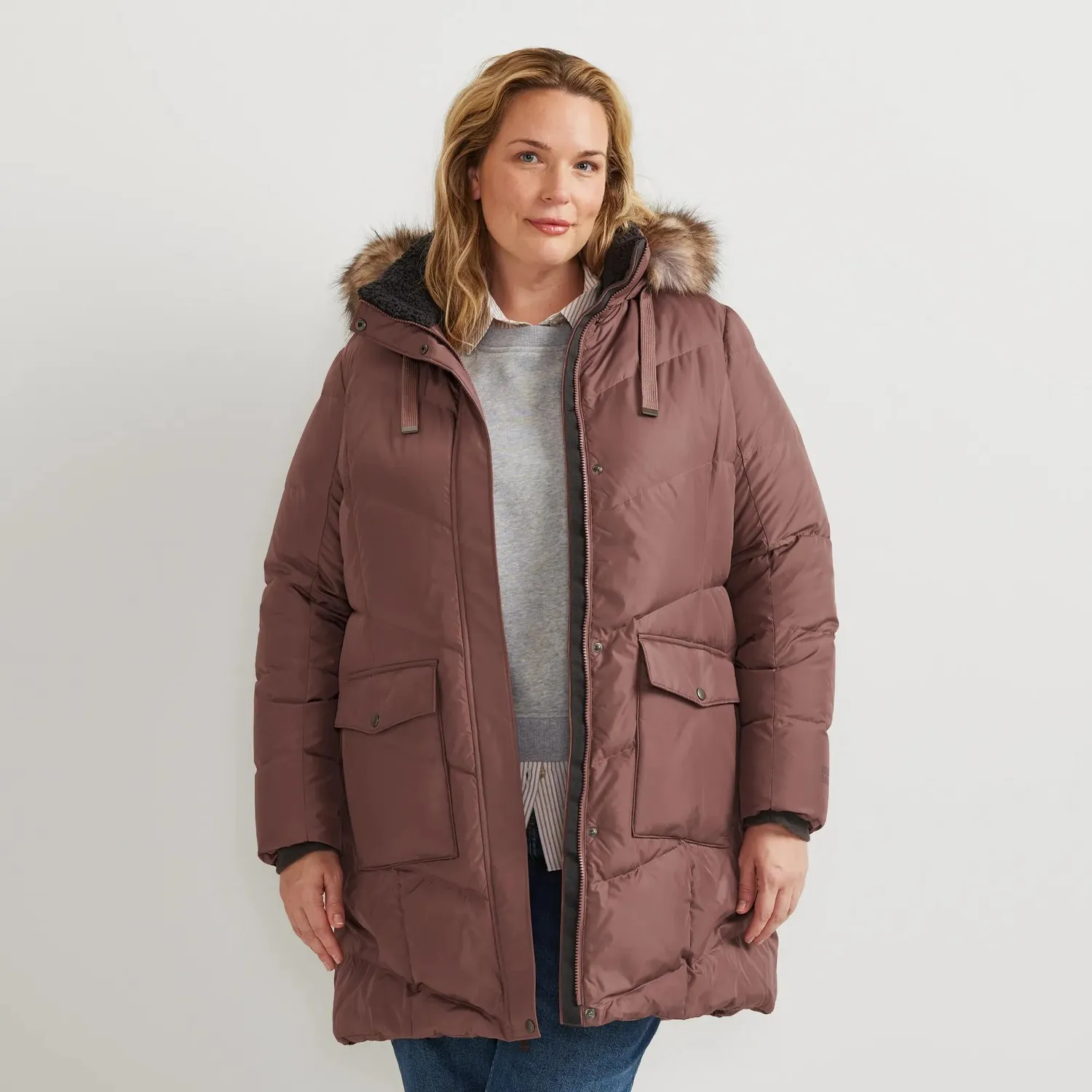 Eddie Bauer Lodge Cascadian parka puf dama mov