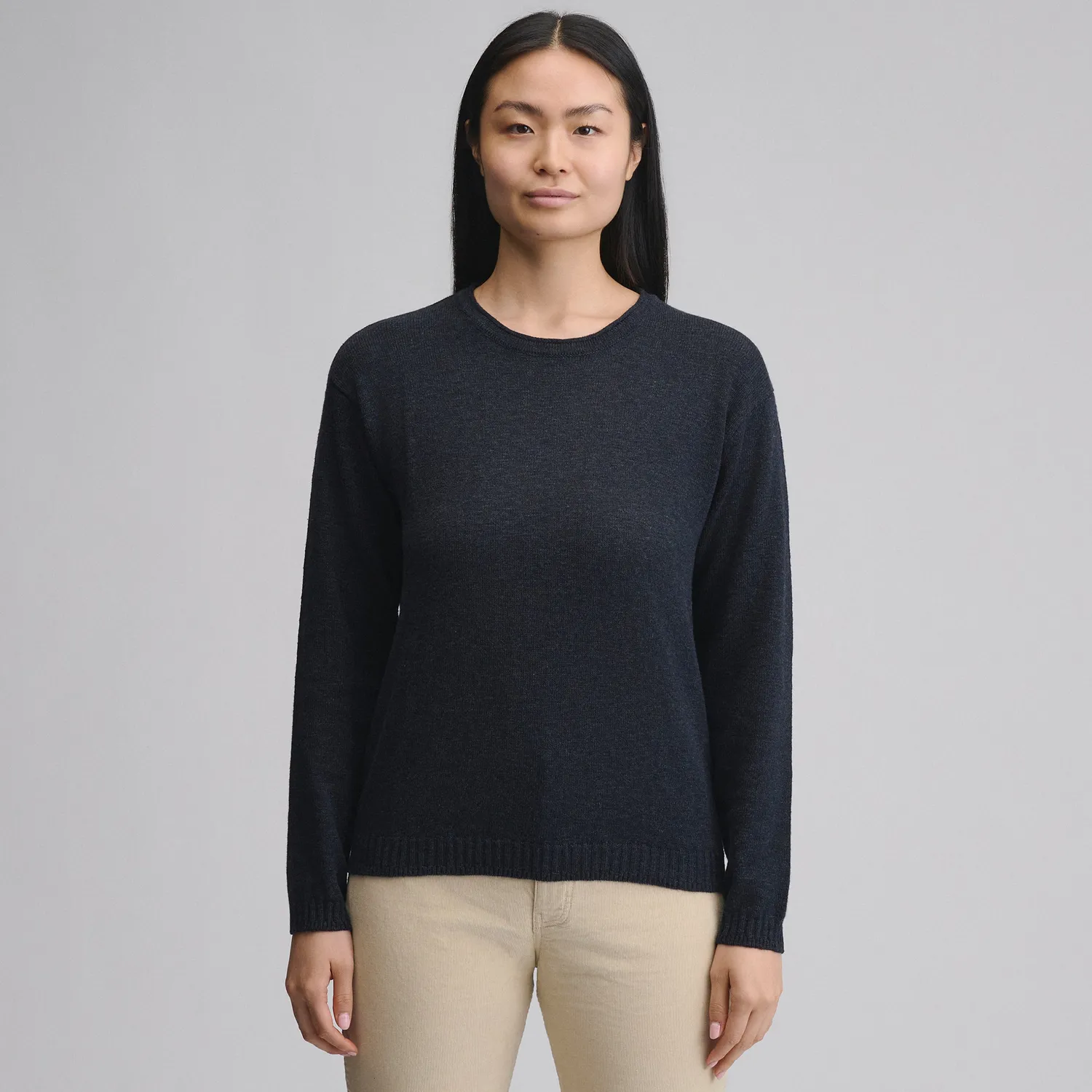 Eddie Bauer Cotton Slub Crew pulover femei albastru bumbac
