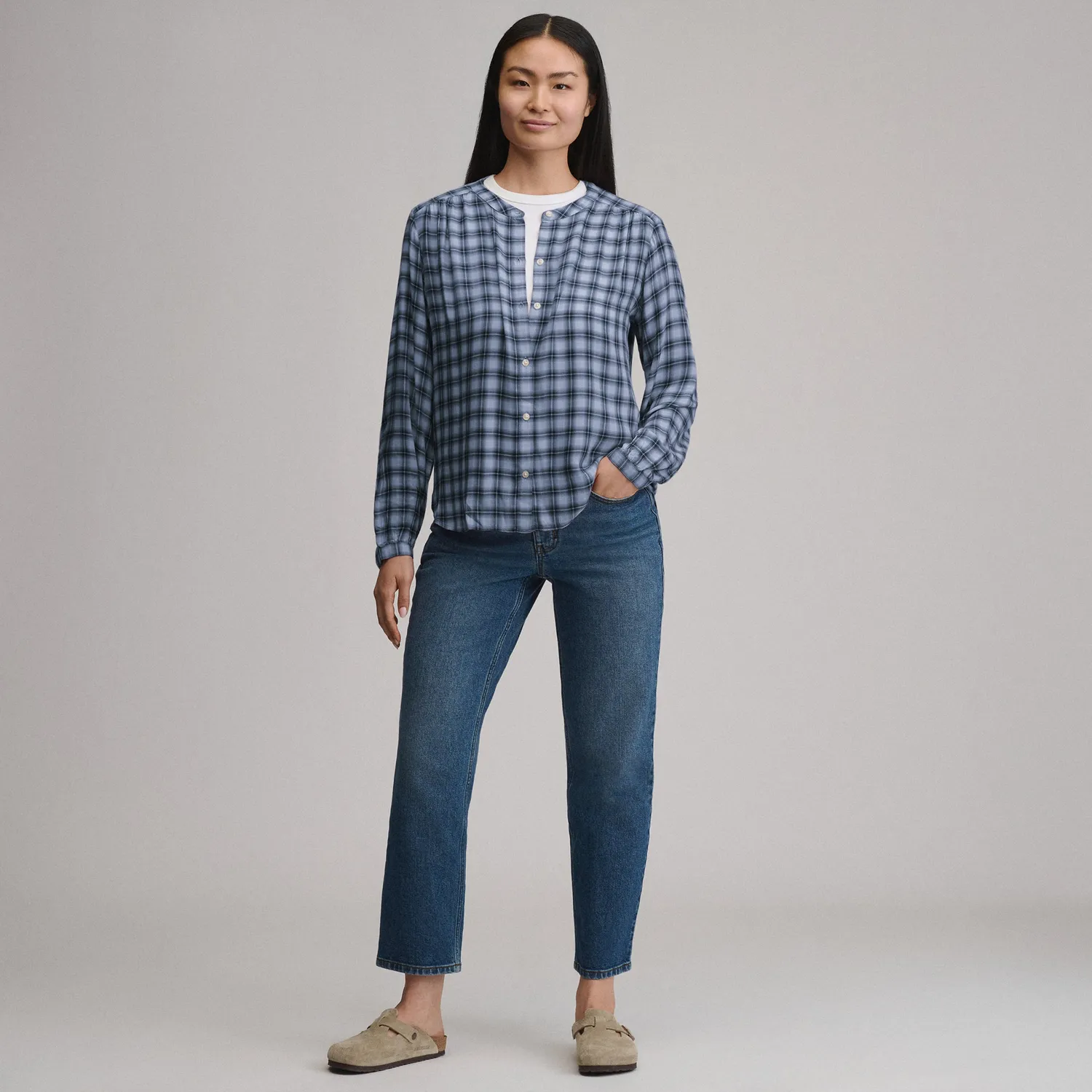 Eddie Bauer Drapey camasa dama carouri Blush