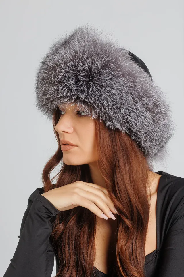 Mareus 32 căciulă vulpe Silver Grey piele