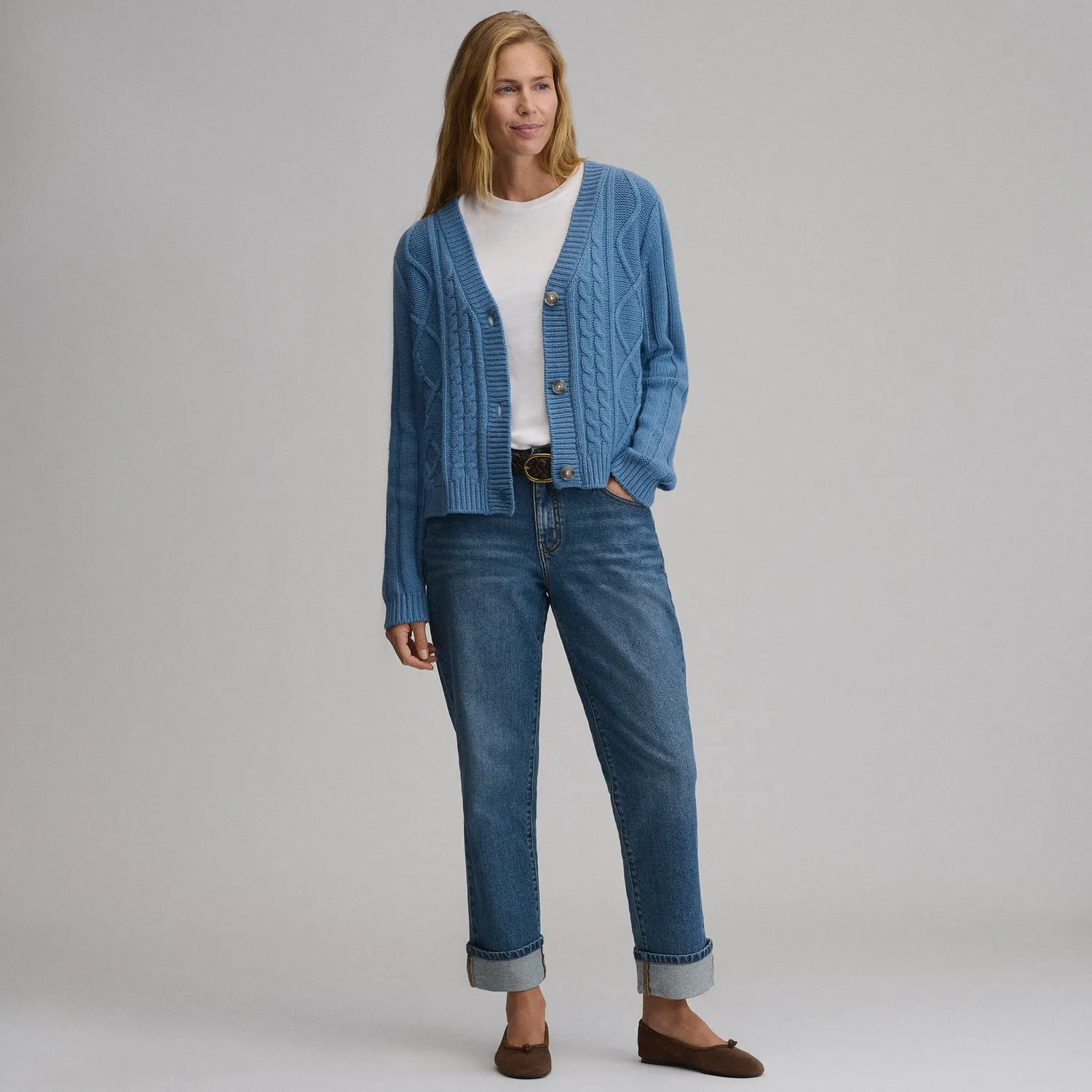 Eddie Bauer Everloft cardigan dama bej cu nasturi