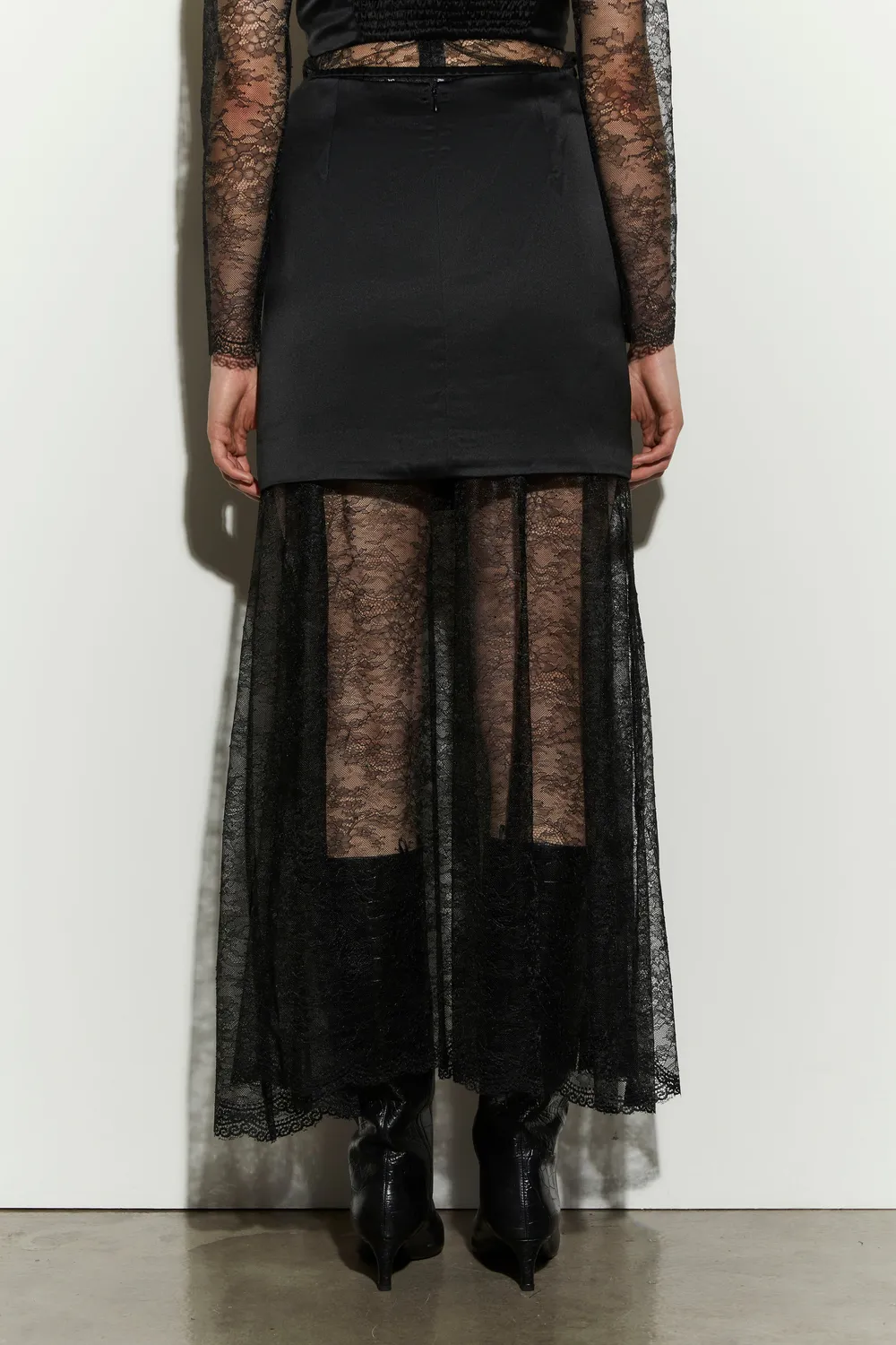Isabelle Blanche Skirt fustă lungă neagră dantelă