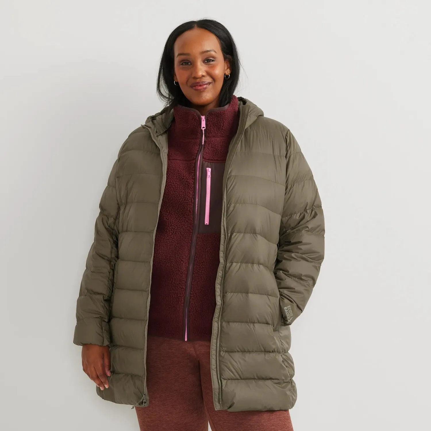 Eddie Bauer CirrusLite parka gri dama cu gluga puf 650