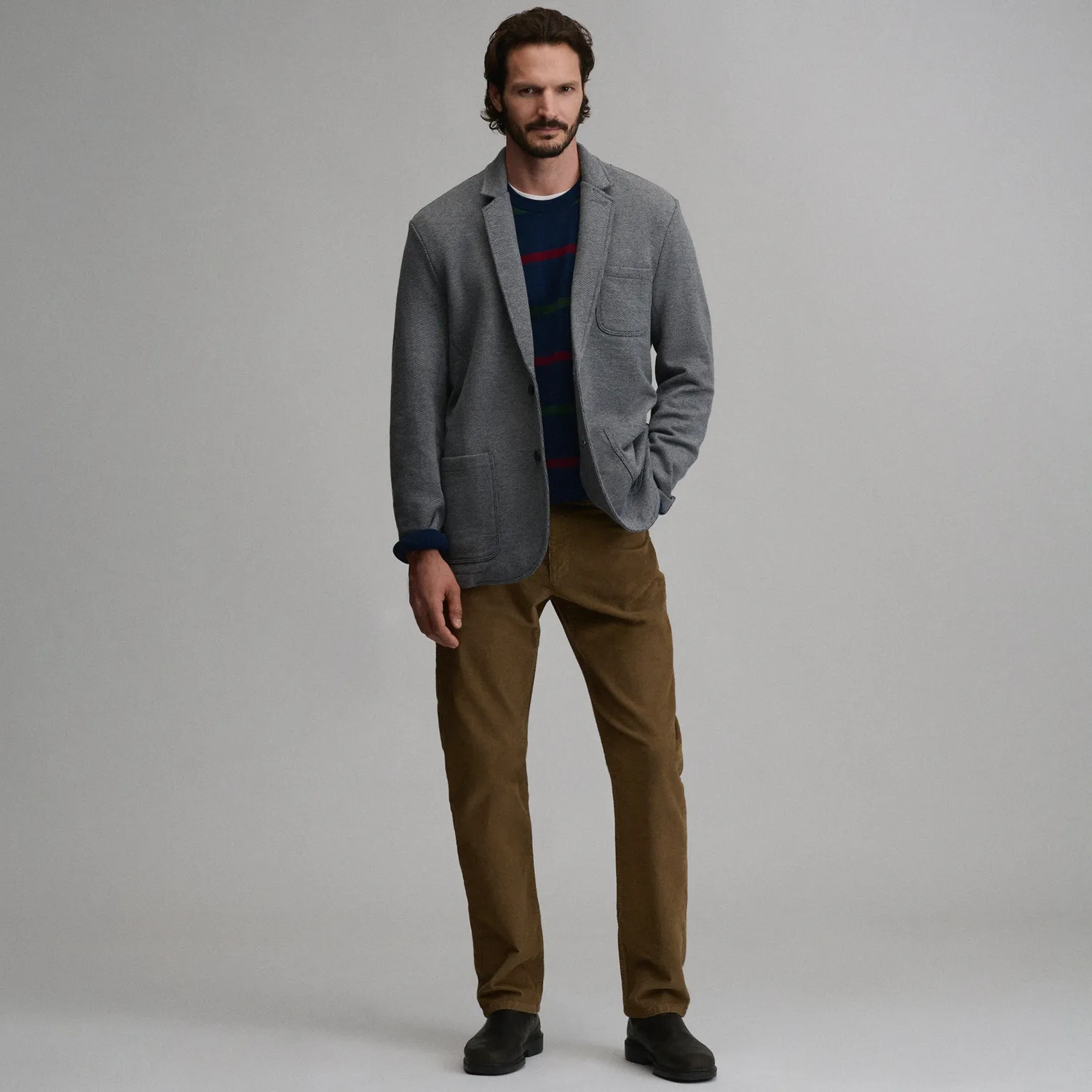 Eddie Bauer Knit Blazer sacou barbati gri calduros