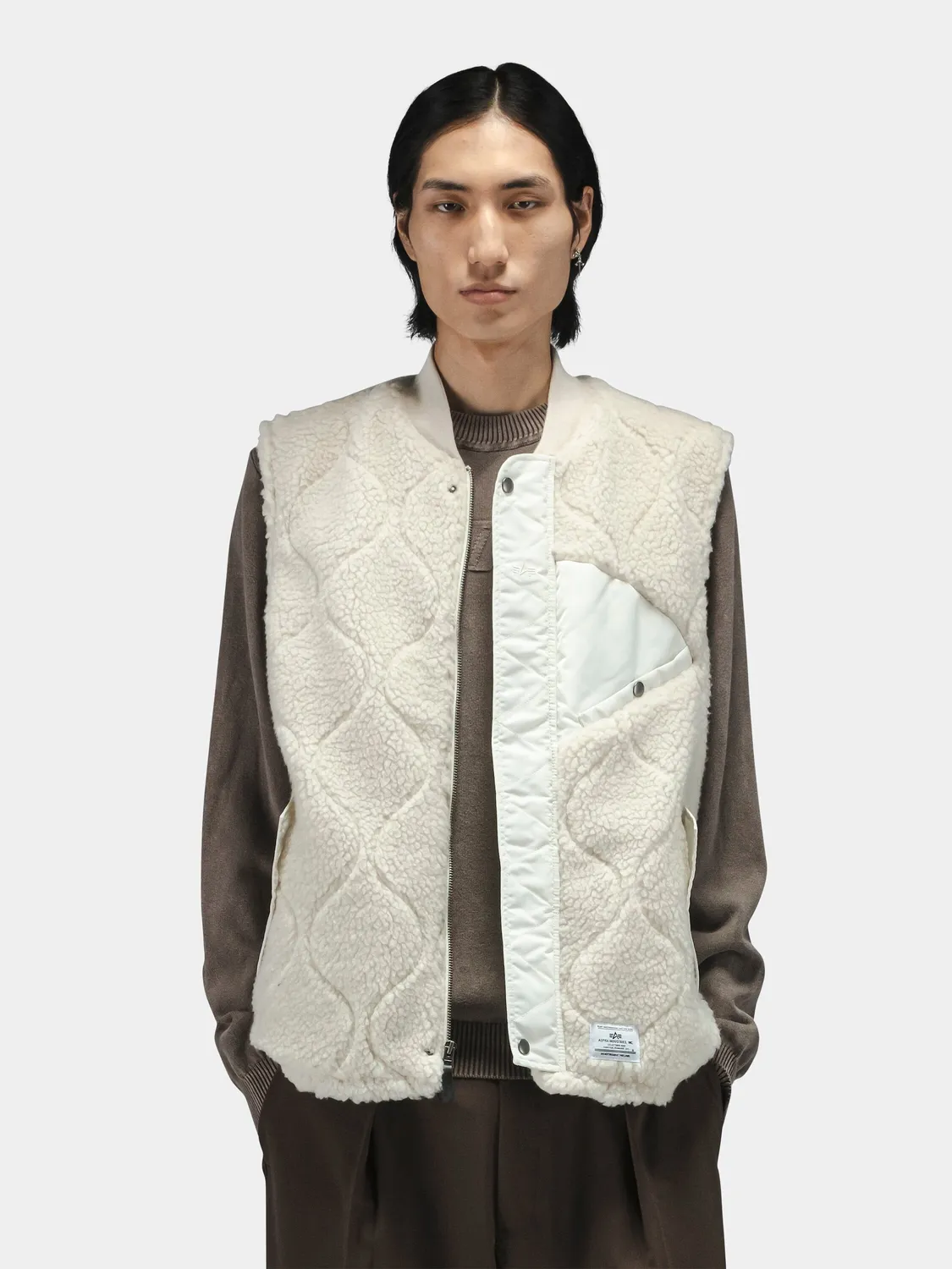 Alpha Industries Sherpa Onion Quilting vestă dune white călduros
