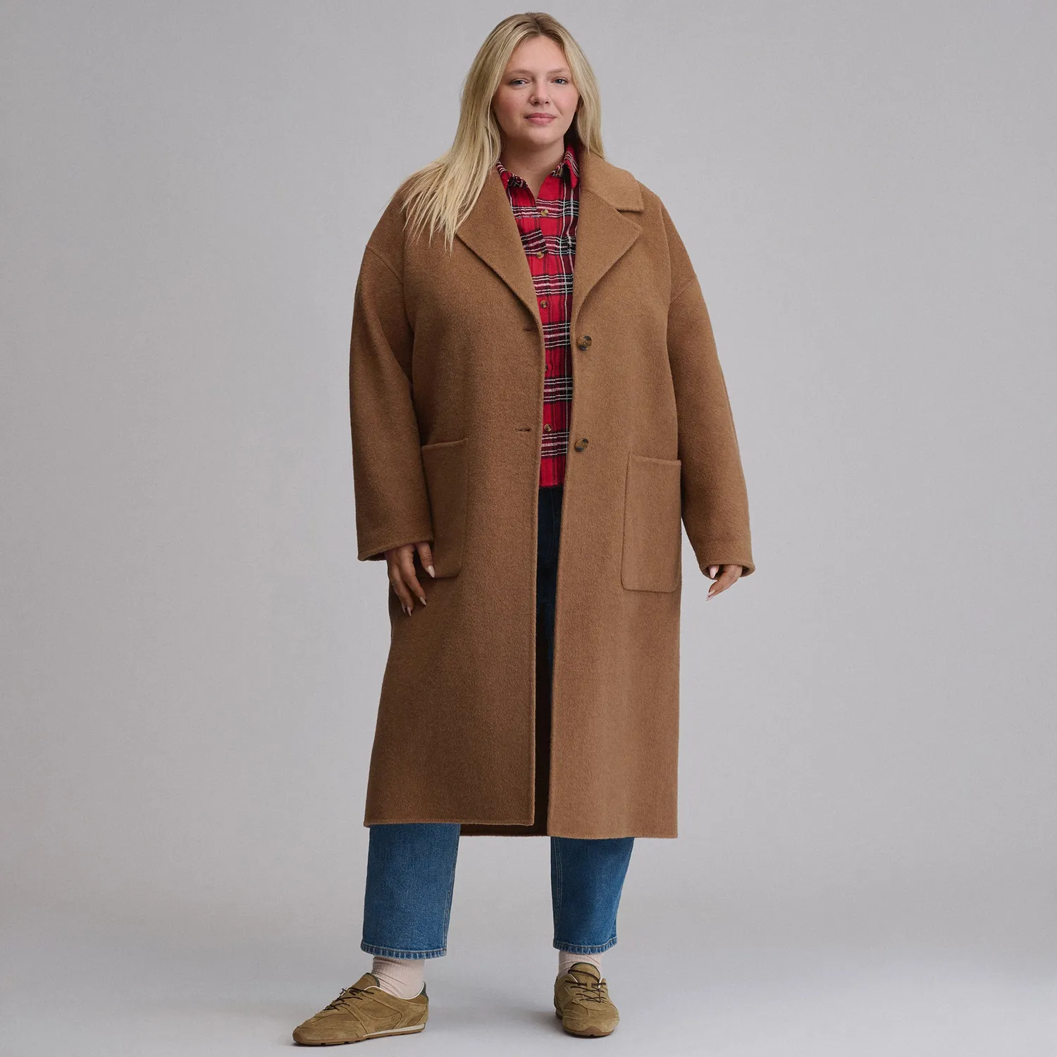 Eddie Bauer Wool Blend Trench palton damă Camel din lână