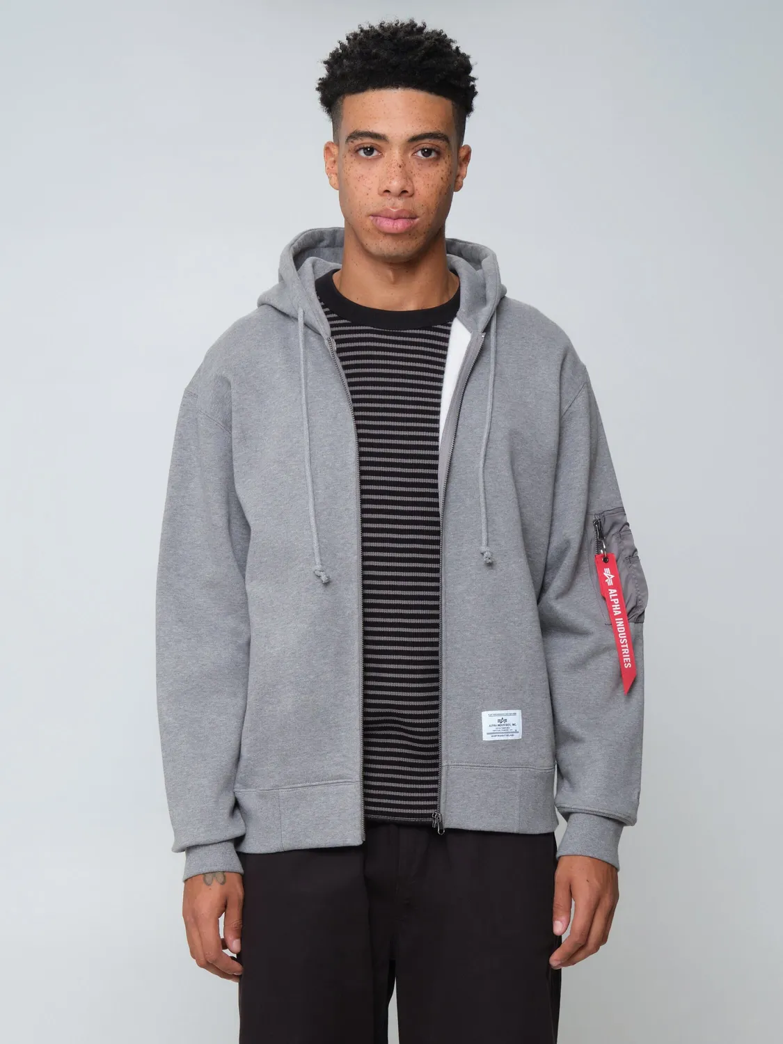 Alpha Industries Utility Pocket hanorac gri cu fermoar