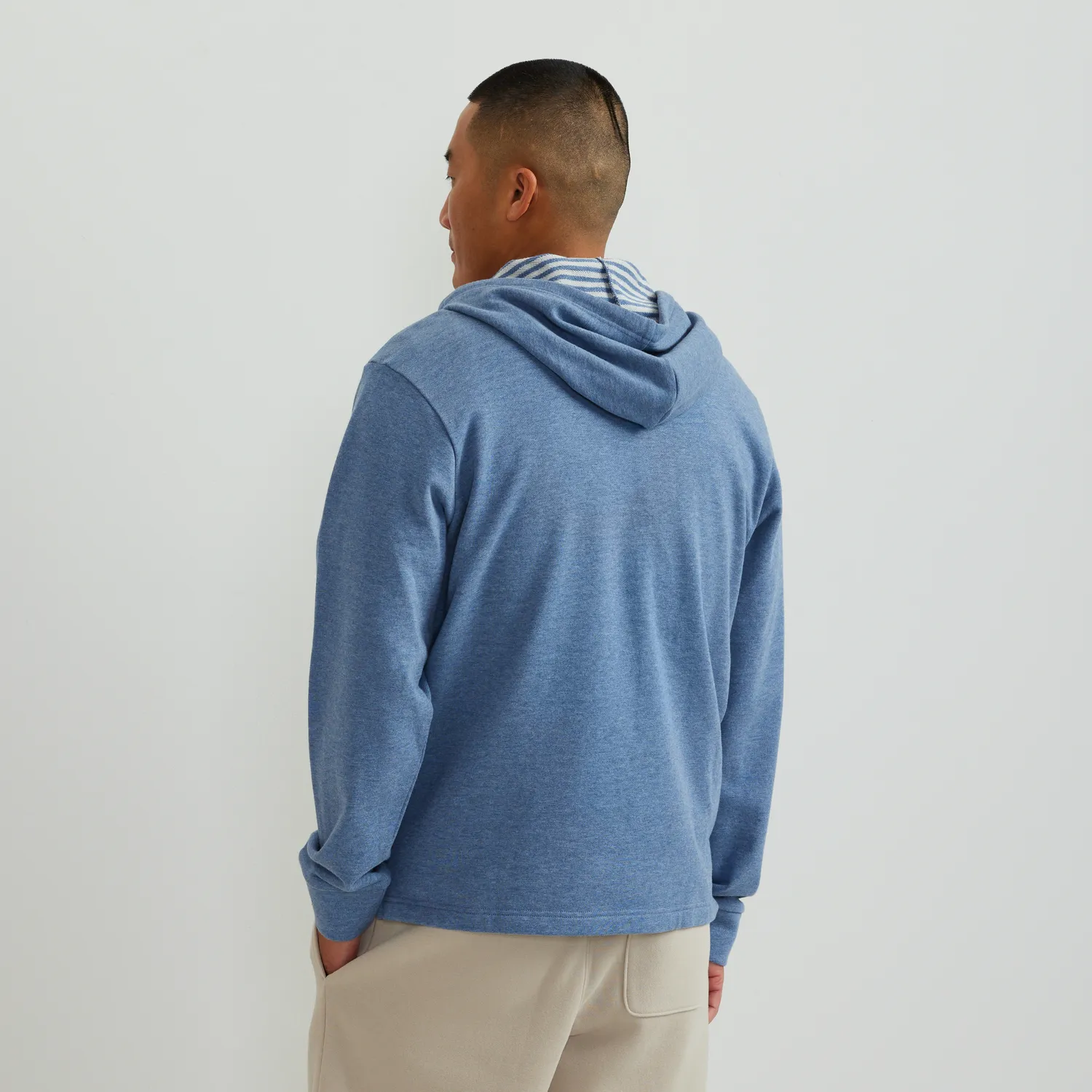 Eddie Bauer Henley Hoodie hanorac barbati ivory bumbac