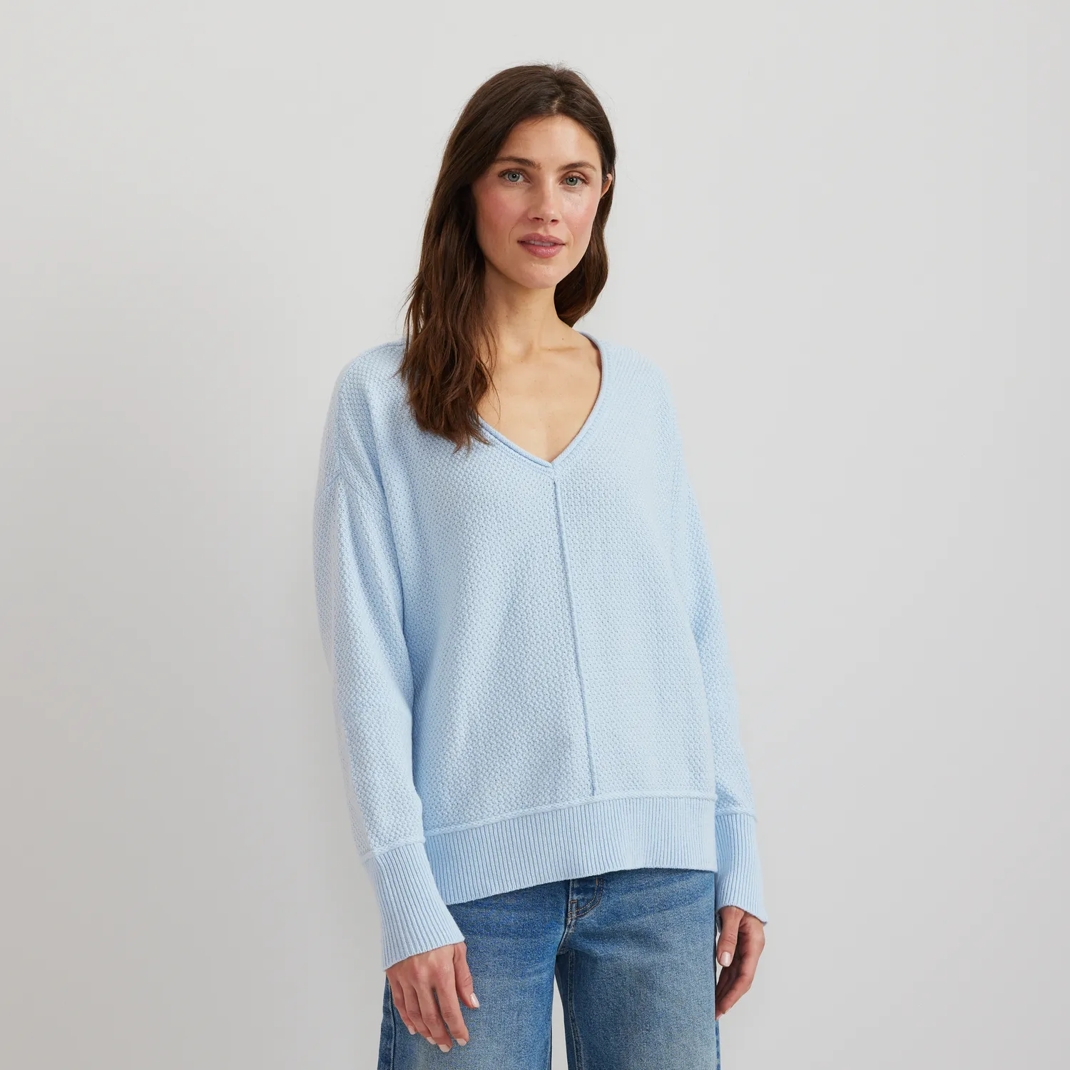 Eddie Bauer V-Neck Sweater pulover Sage bumbac