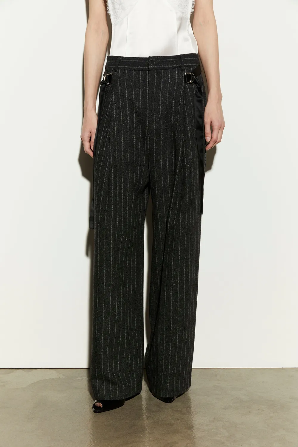 Isabelle Blanche pantaloni evazati negri lana S