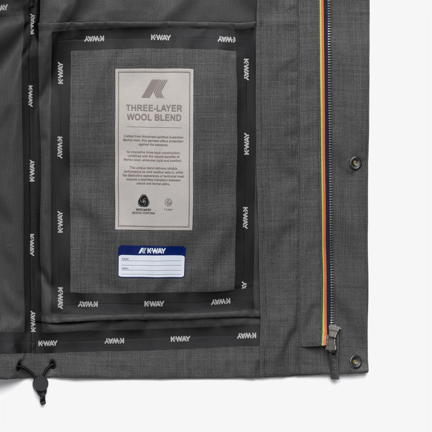 K-Way Louir 3L Wool geaca barbati scurta impermeabila