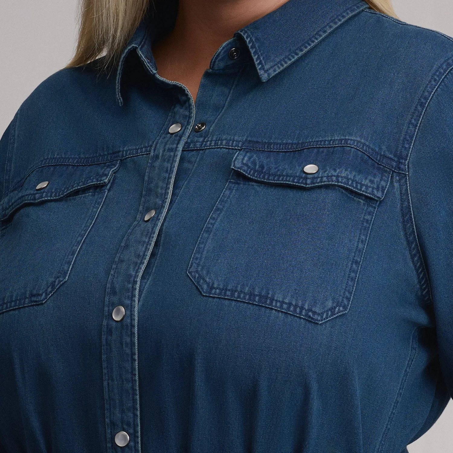 Eddie Bauer Denim Midi rochie damă Dark Denim cu cordon
