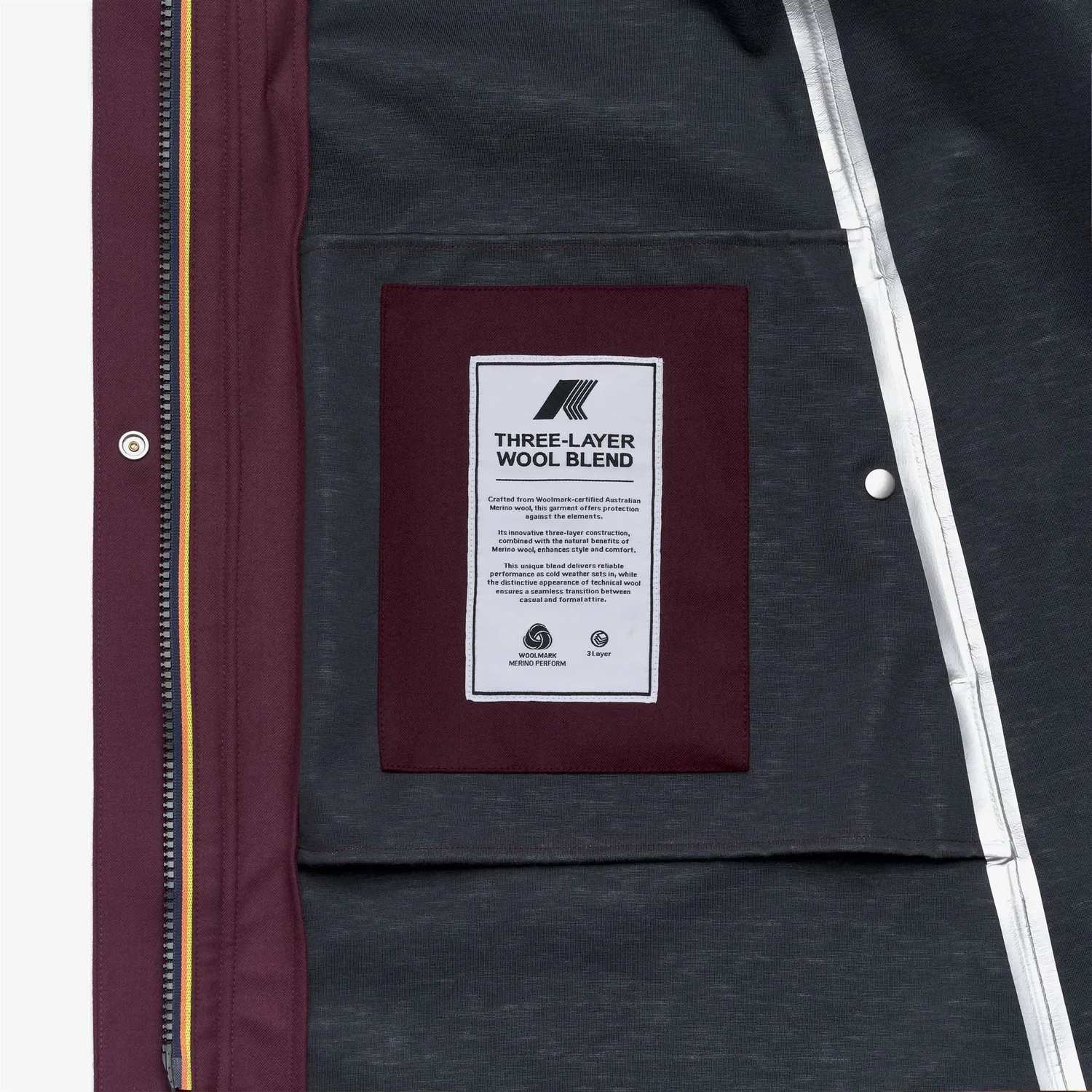 K-Way Bless Tech Wool 3L palton dama rosu lana