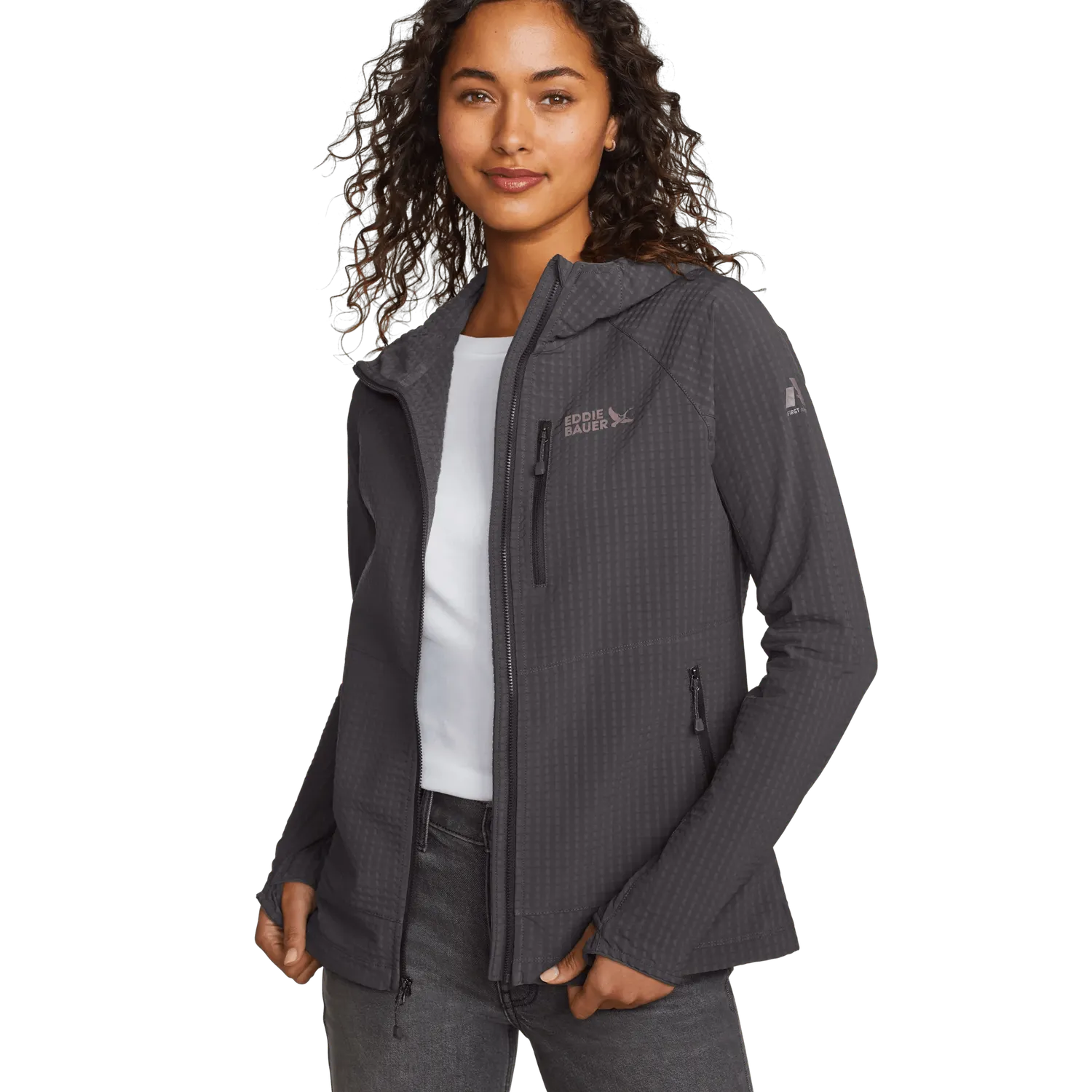 Eddie Bauer Sandstone Backbone Grid Shell Hoodie dama negru