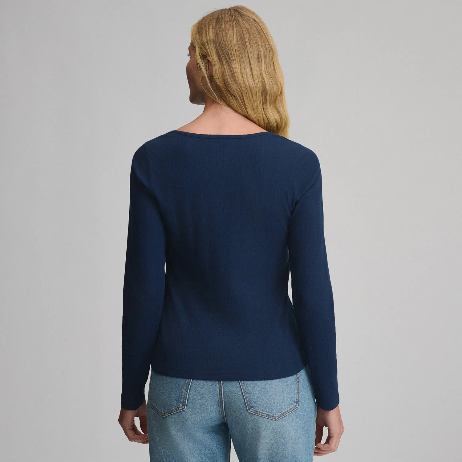Eddie Bauer Pointelle Button Top bluză Lavender Mist