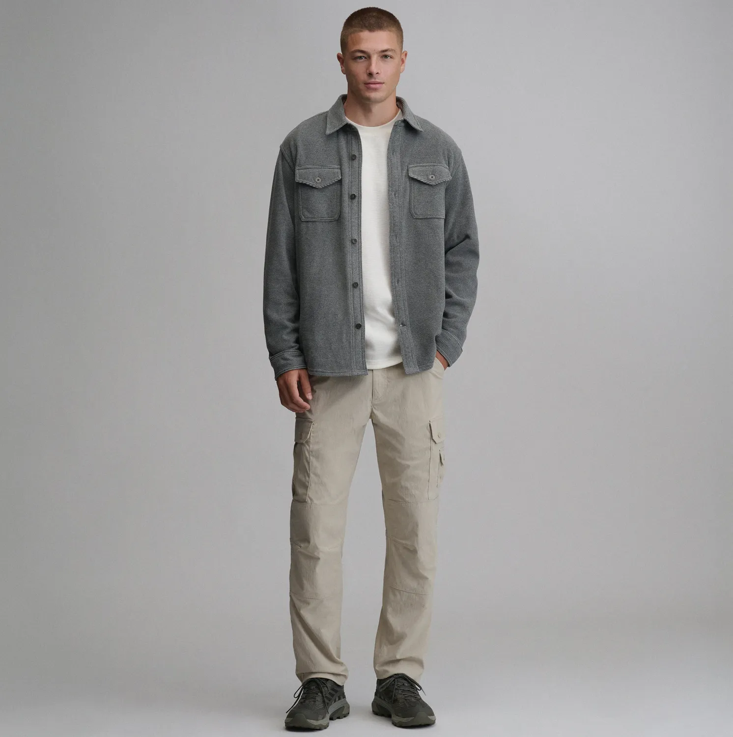 Eddie Bauer Chutes camasa fleece barbati gri