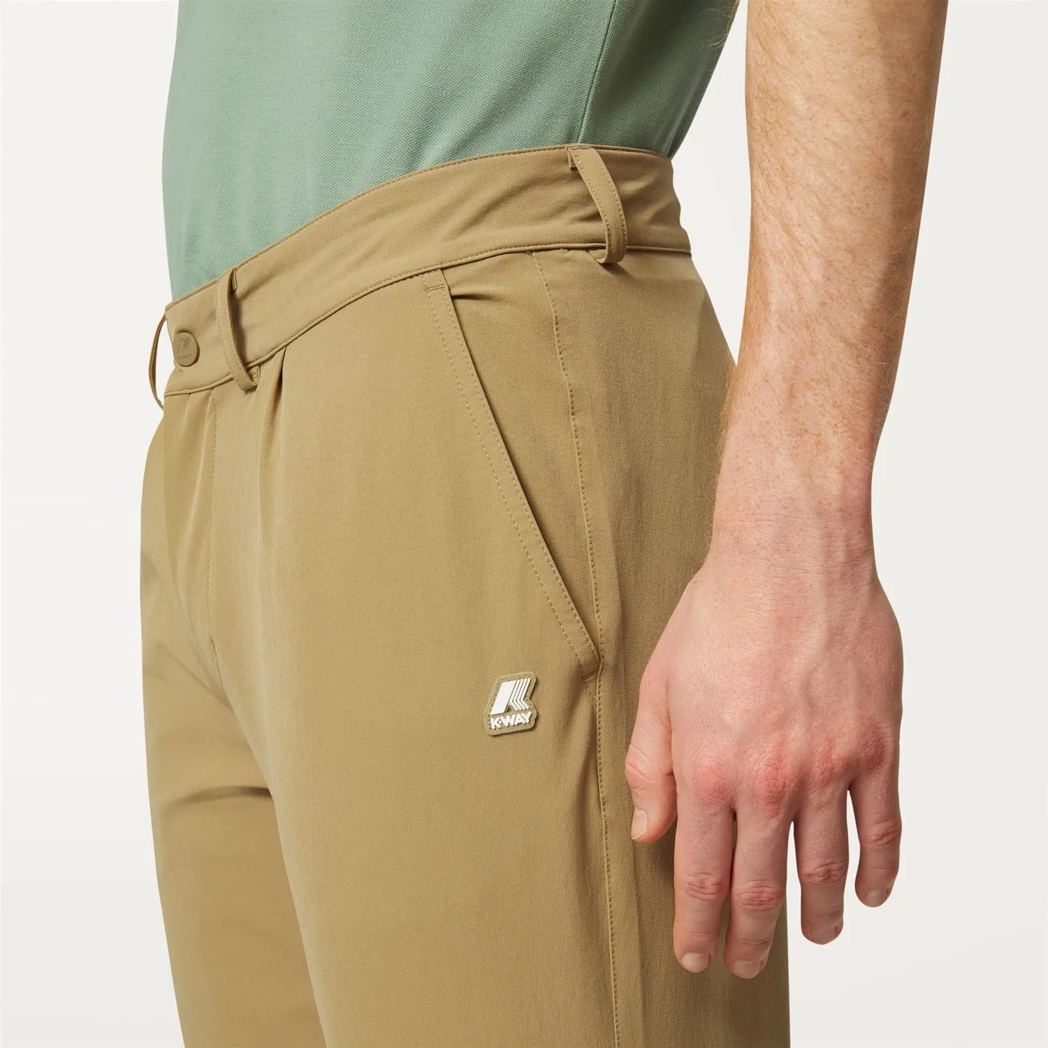 K-Way Gael pantaloni chino barbati bej Khaki stretch
