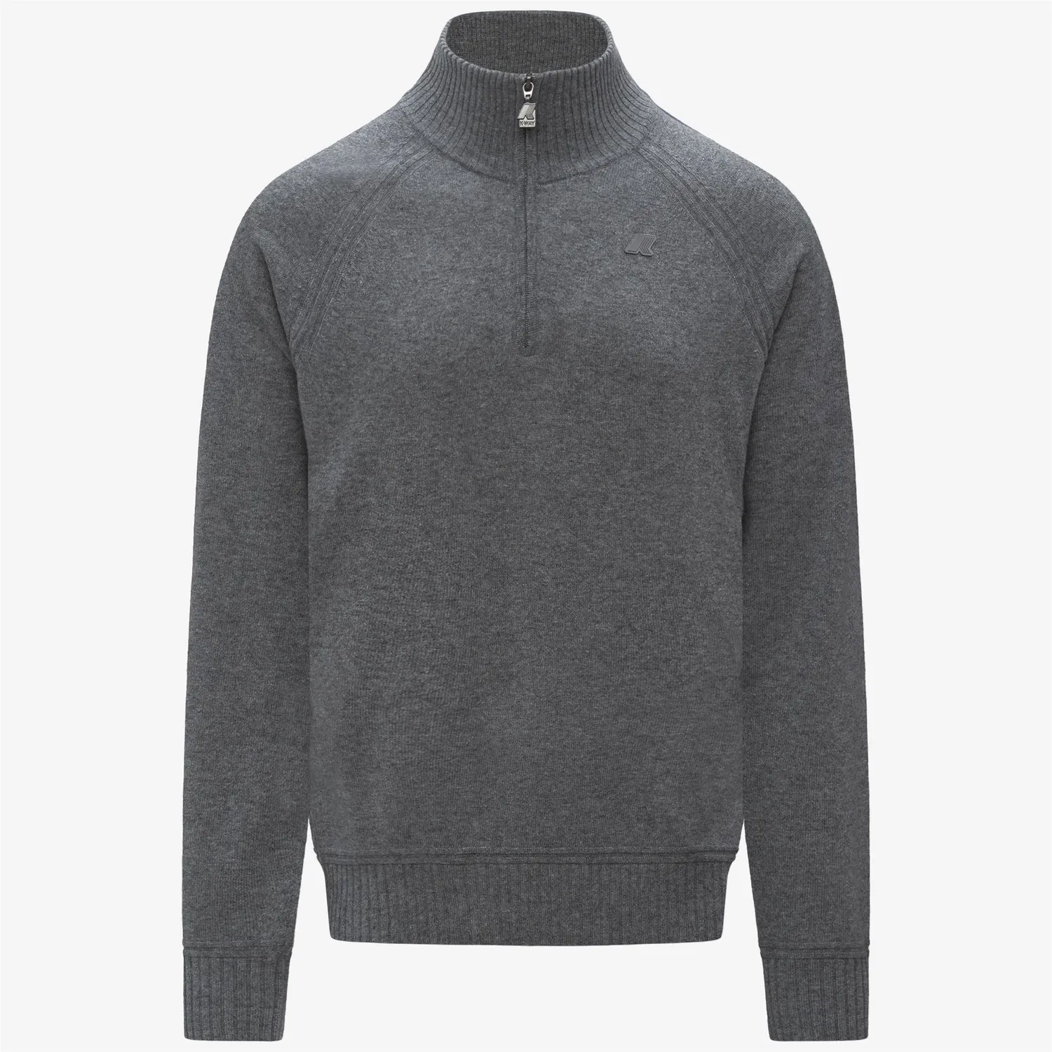 K-Way Cadras Wool Cashmere polo bărbați Grey Mid Mel half-zip