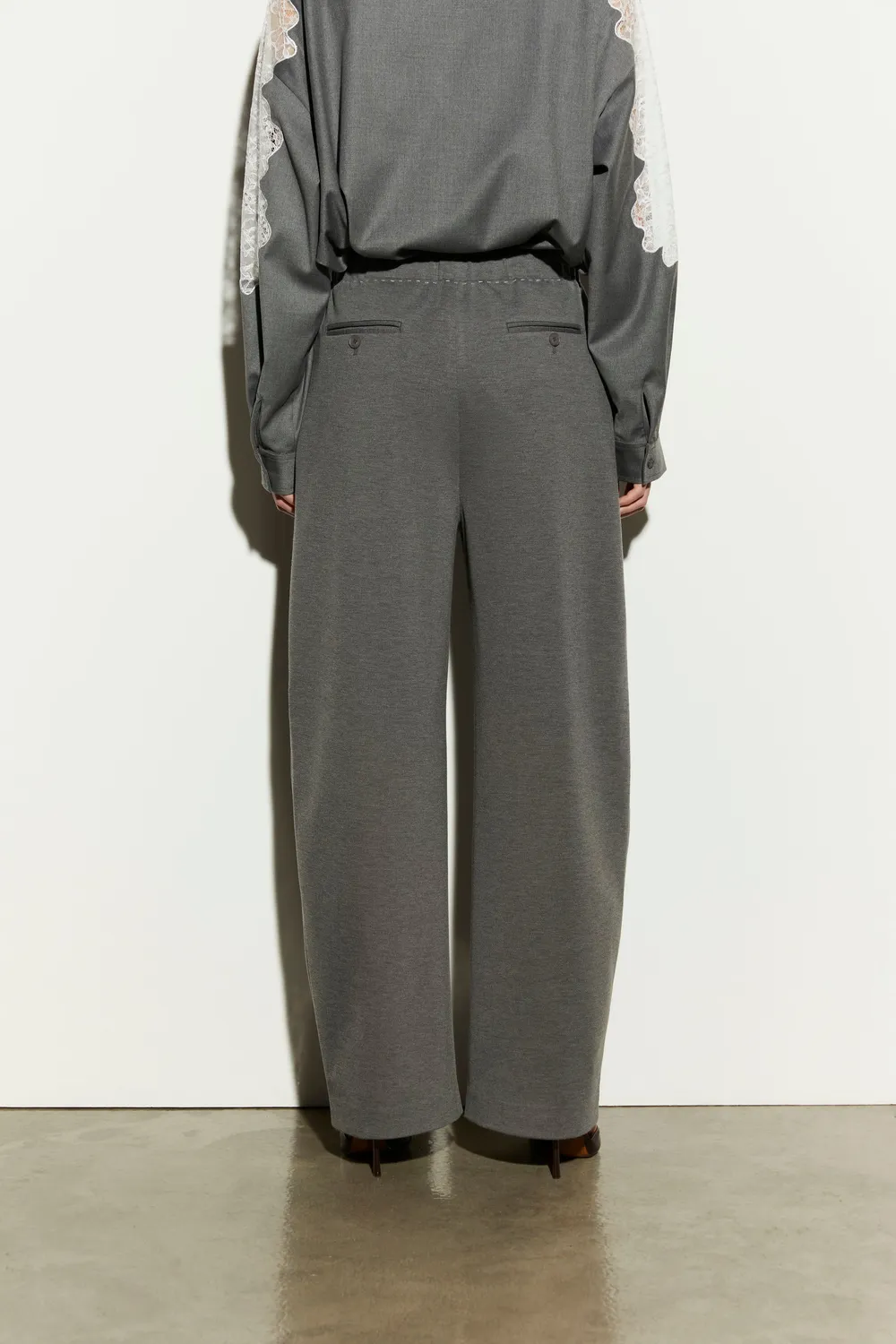 Isabelle Blanche pantaloni gri barrel cu talie elastica