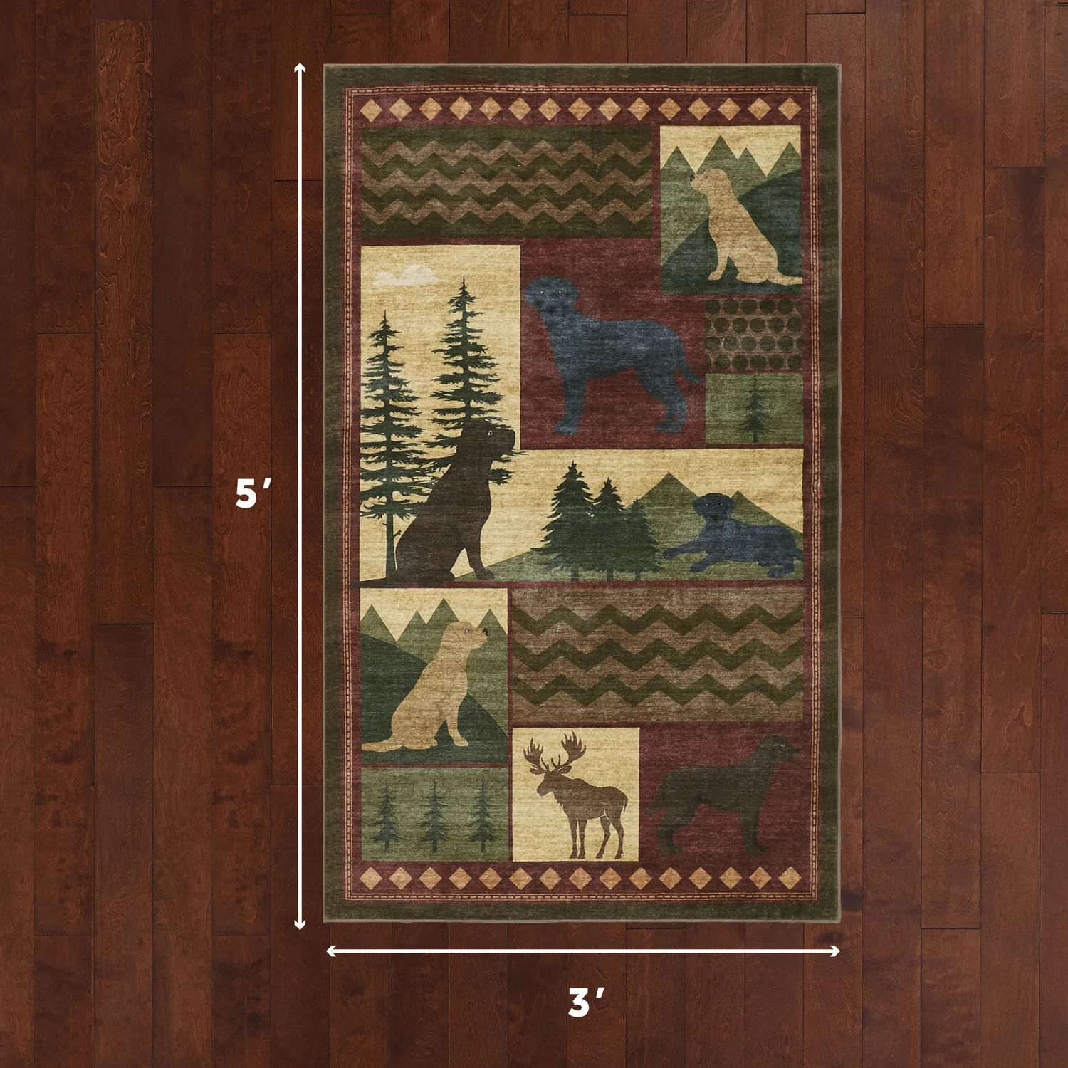 Eddie Bauer Lupin Patchwork covor rosu lavabil antiderapant