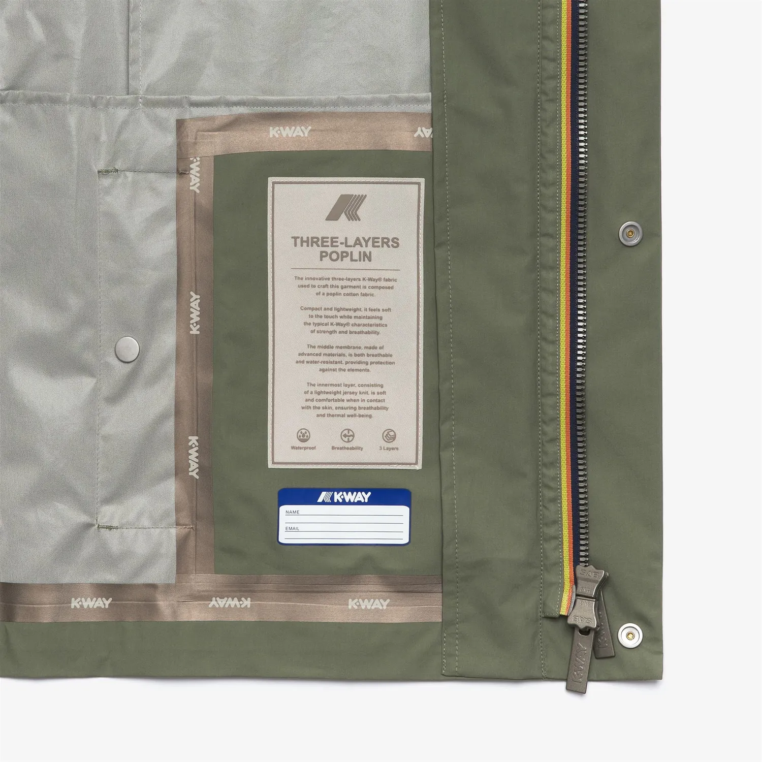 K-Way Orion 3L Poplin K7127UW geaca barbati verde-bej bumbac