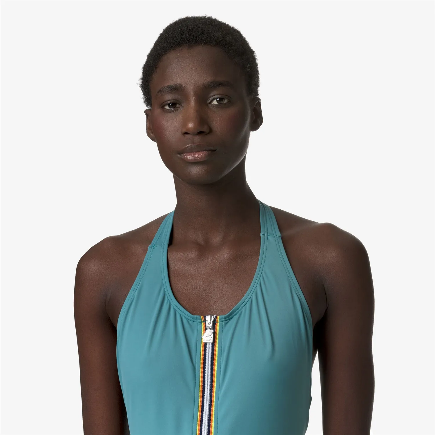 K-Way Sylvie Beach costum de baie intreg verde-albastru cu fermoar