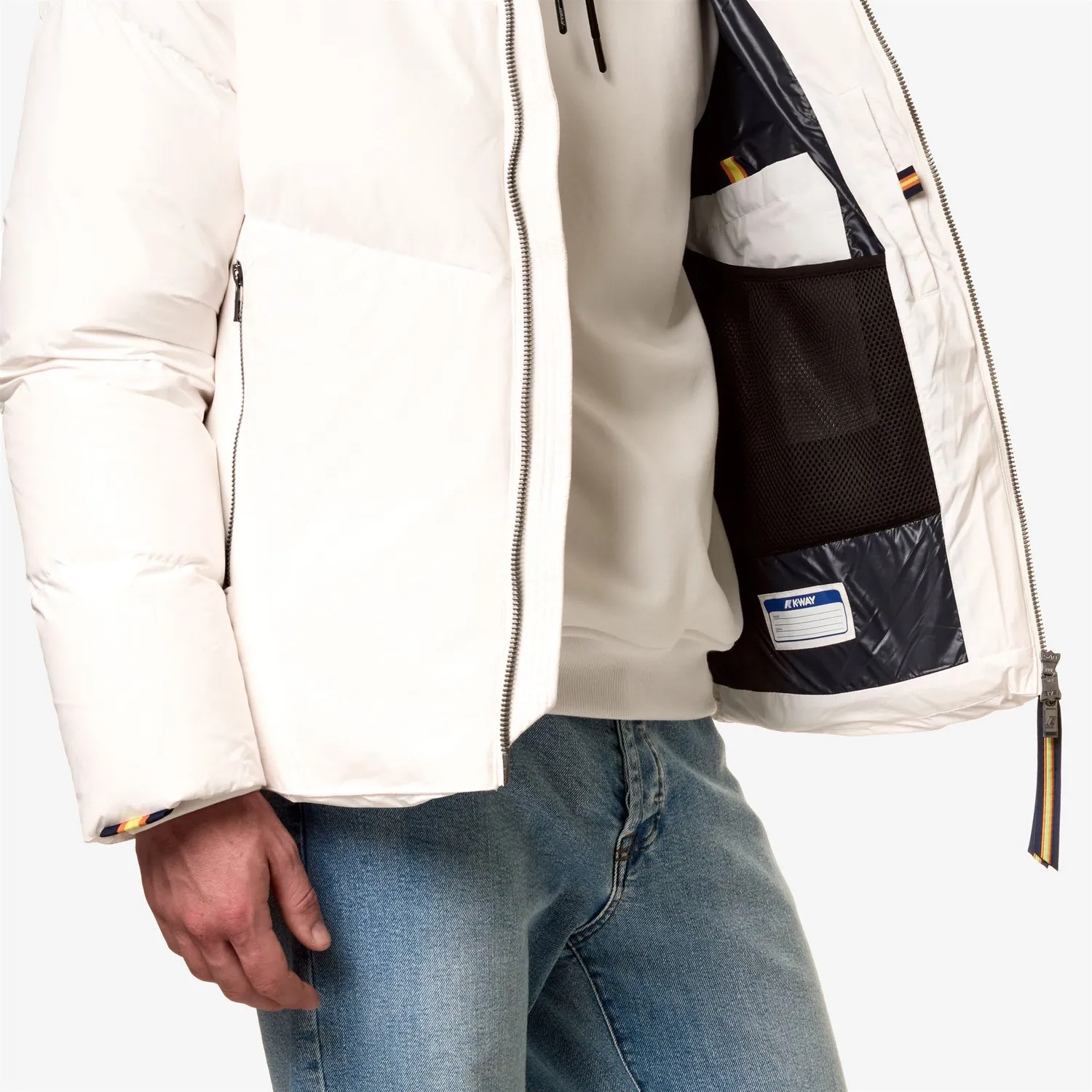 K-Way Hugol Thermo Soft Touch geacă bărbați White G-Blue puf
