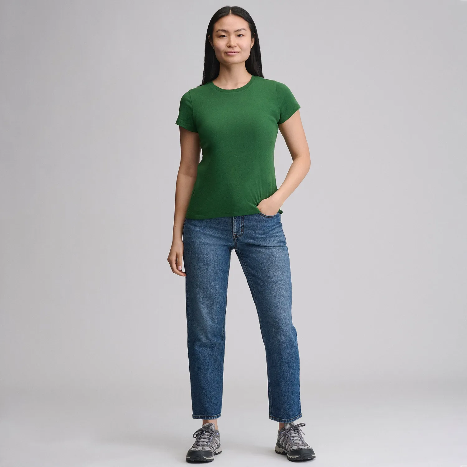 Eddie Bauer Everyday Crewneck tricou dama maneca scurta alb bumbac