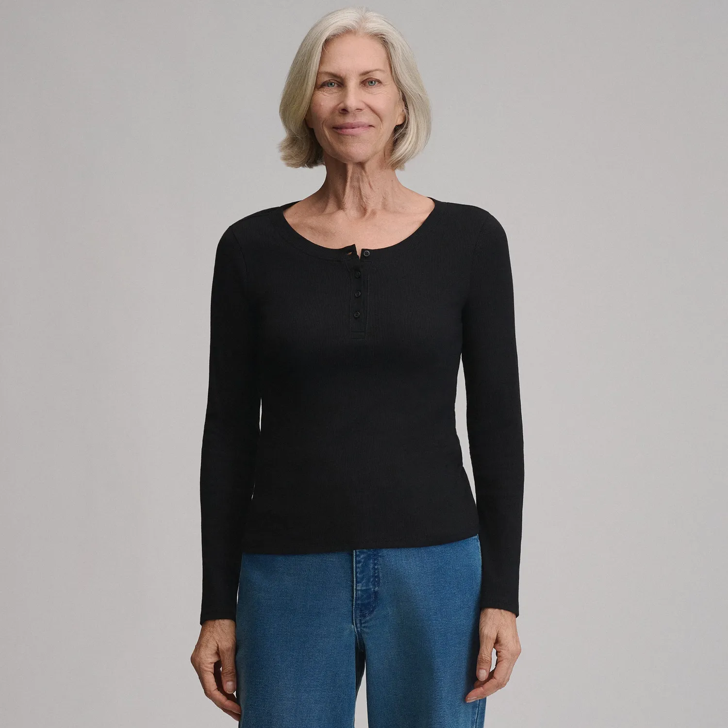 Eddie Bauer Softline Rib henley bluza gri moale