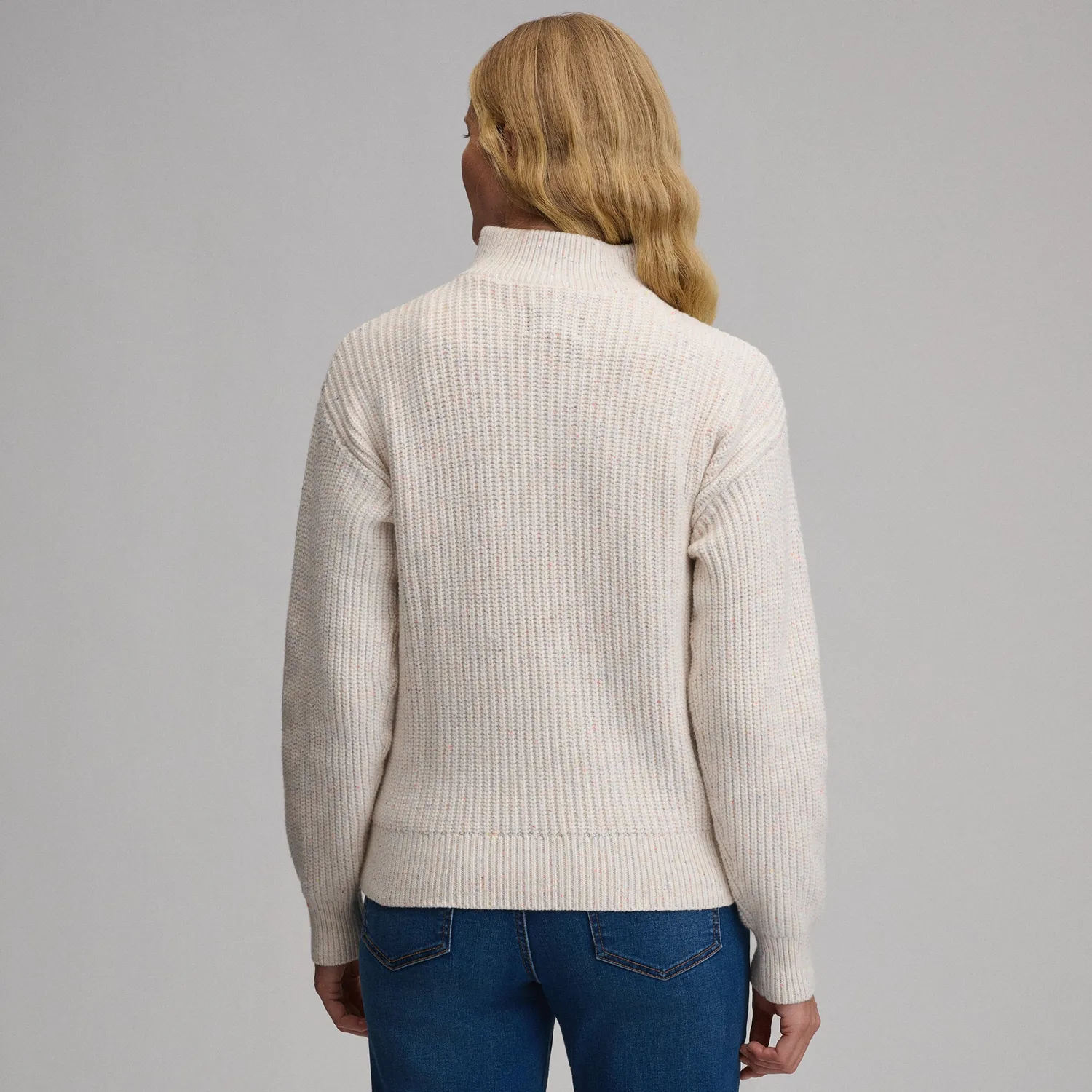 Eddie Bauer Everloft Quarter-Zip pulover femei Ivory calduros